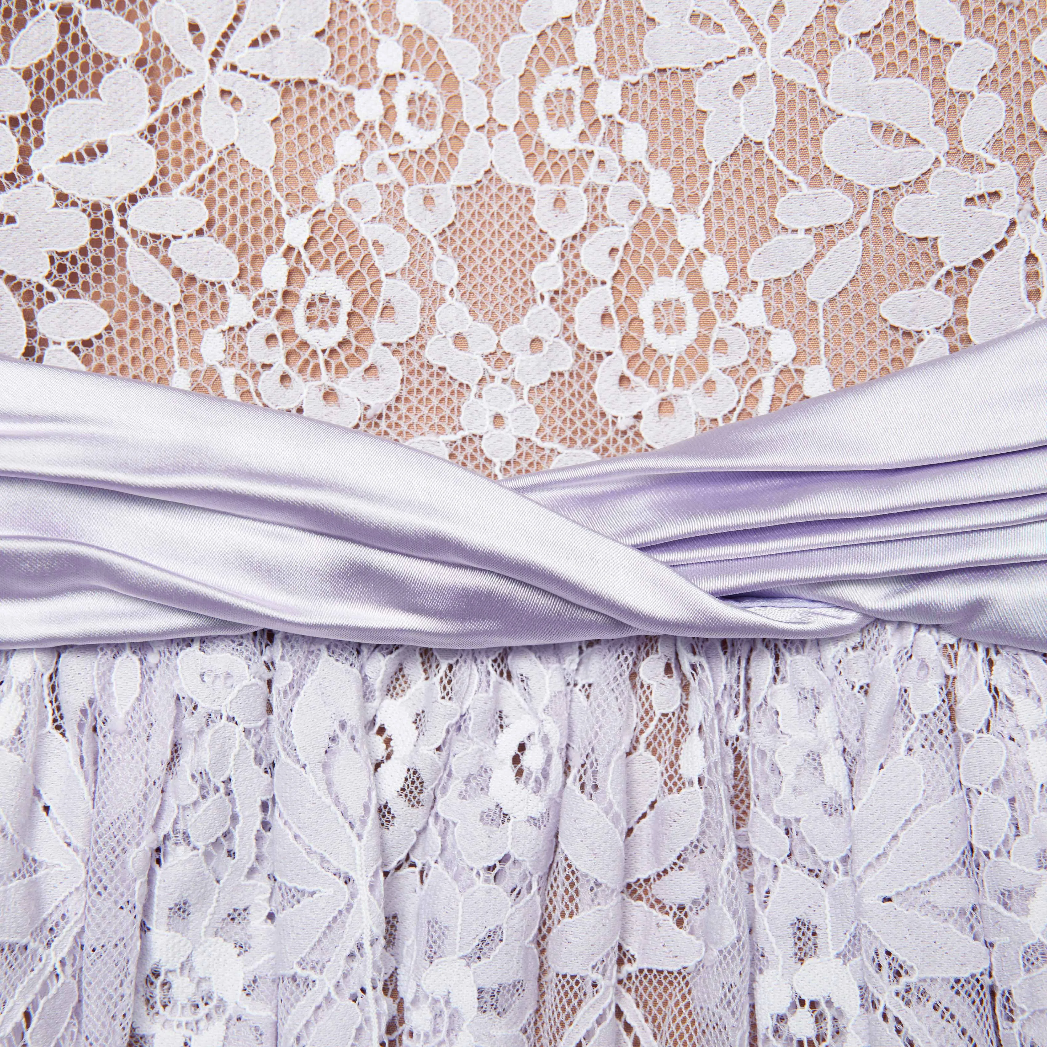Lilac Lace Satin Mini Dress Self Portrait