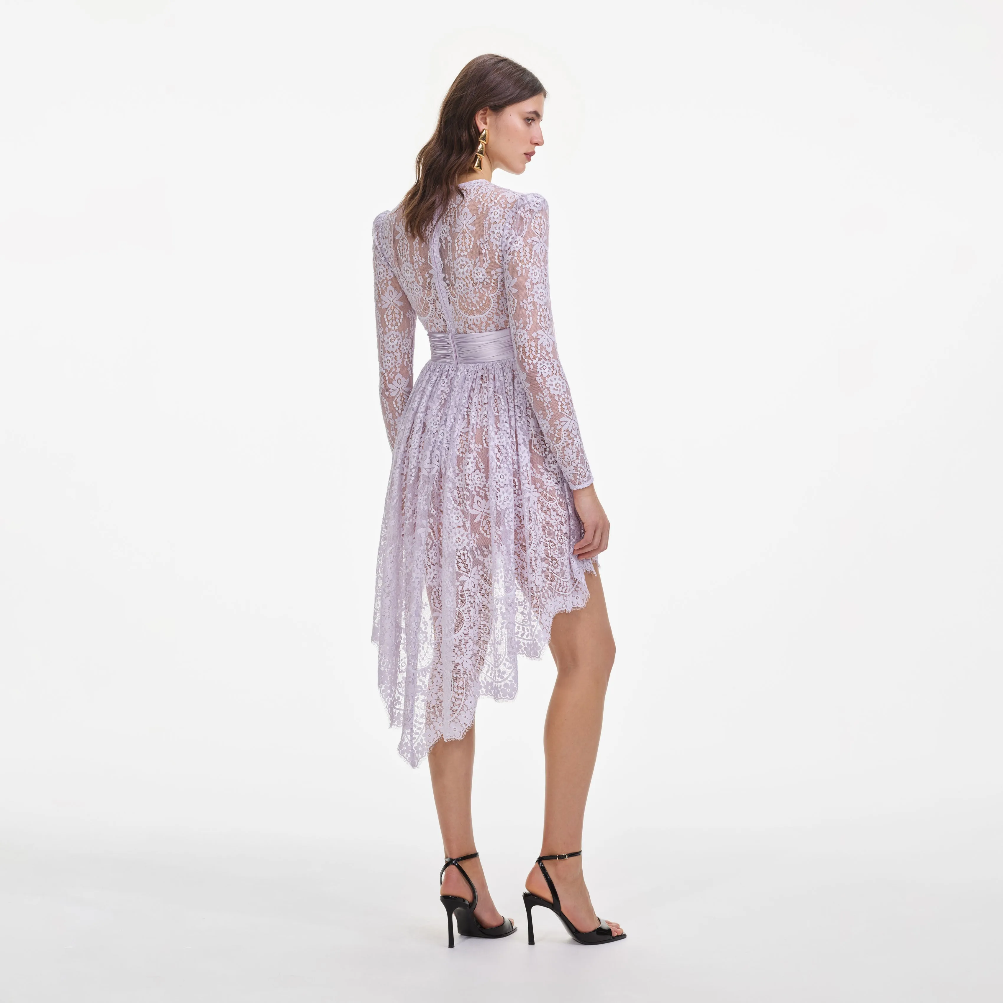 Lilac Lace Satin Mini Dress Self Portrait