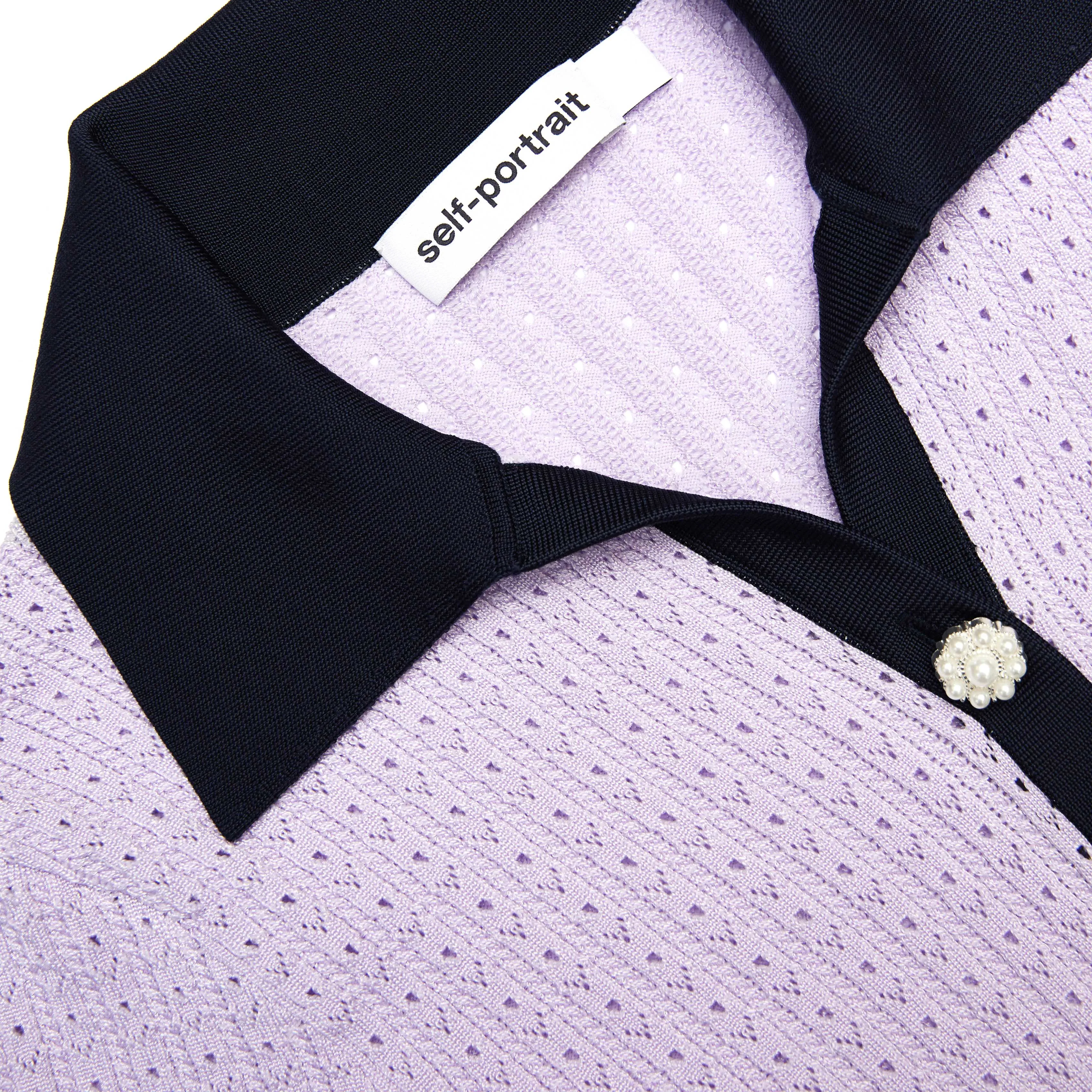 Lilac Pointelle Knit Mini Dress Self Portrait