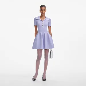 Lilac Ribbed Knit Mini Dress Self Portrait