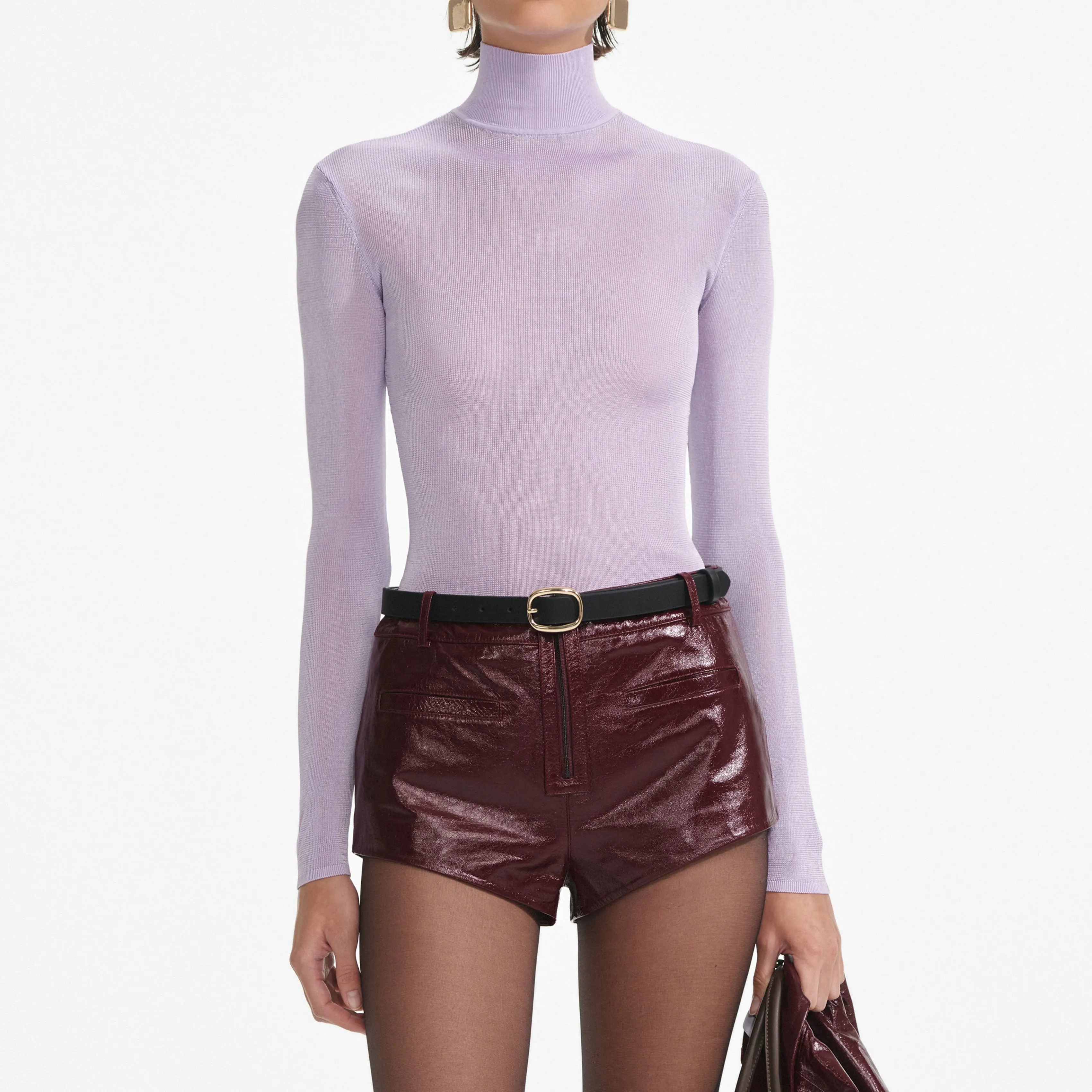 Lilac Viscose Knit Top Self Portrait
