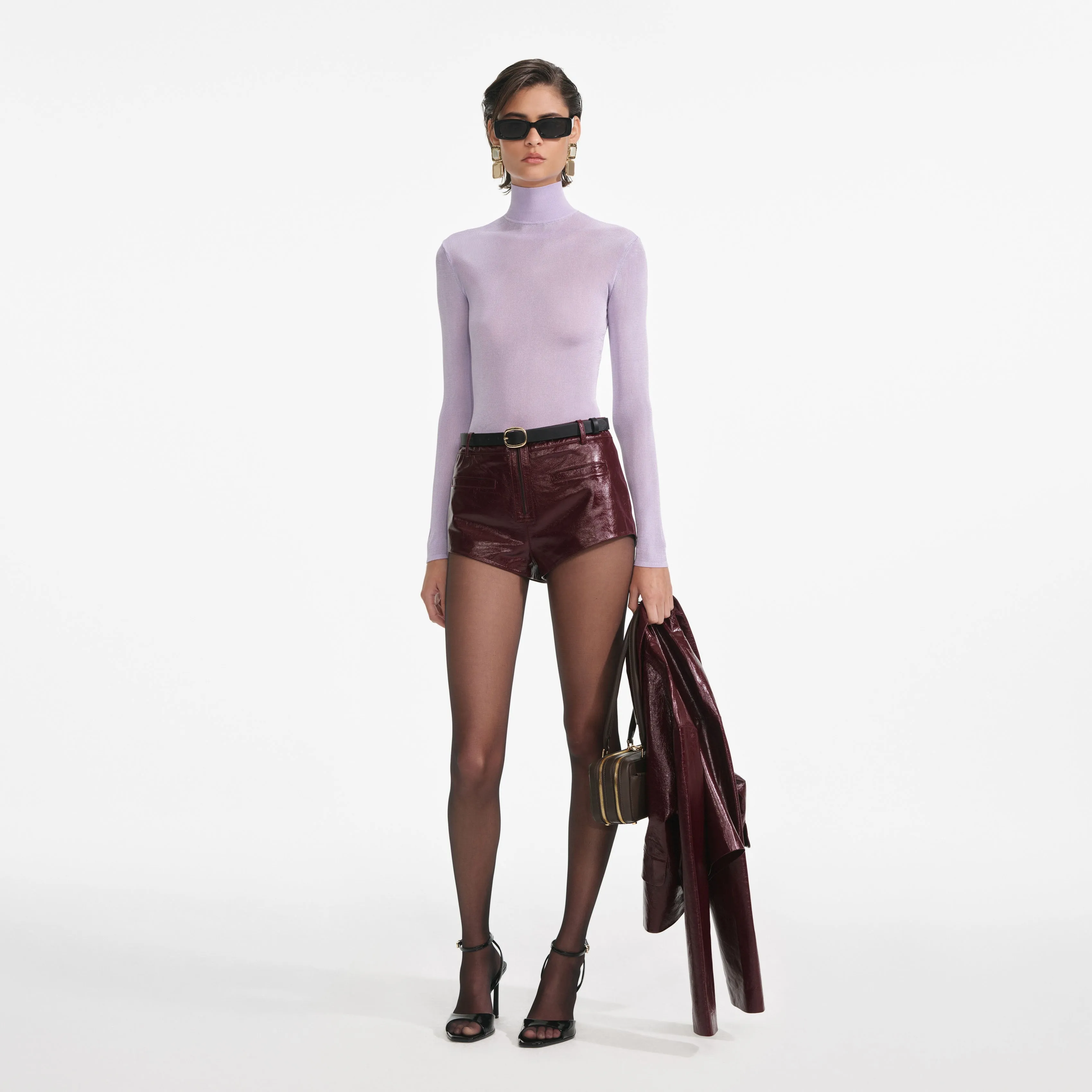 Lilac Viscose Knit Top Self Portrait