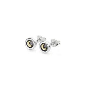 Linda MacDonald Sterling Silver and 9ct Gold Moon Stud Earrings Fox and the Moon Collection SMOON