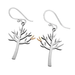 Linda MacDonald Sterling Silver and 9ct Gold Tree Earrings Woodlands Collection DTL