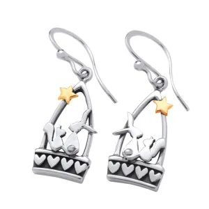 Linda MacDonald Sterling Silver and 9ct Yellow Gold Hare and Squirrel Starlight Best Friends Collection Earrings DSQ4