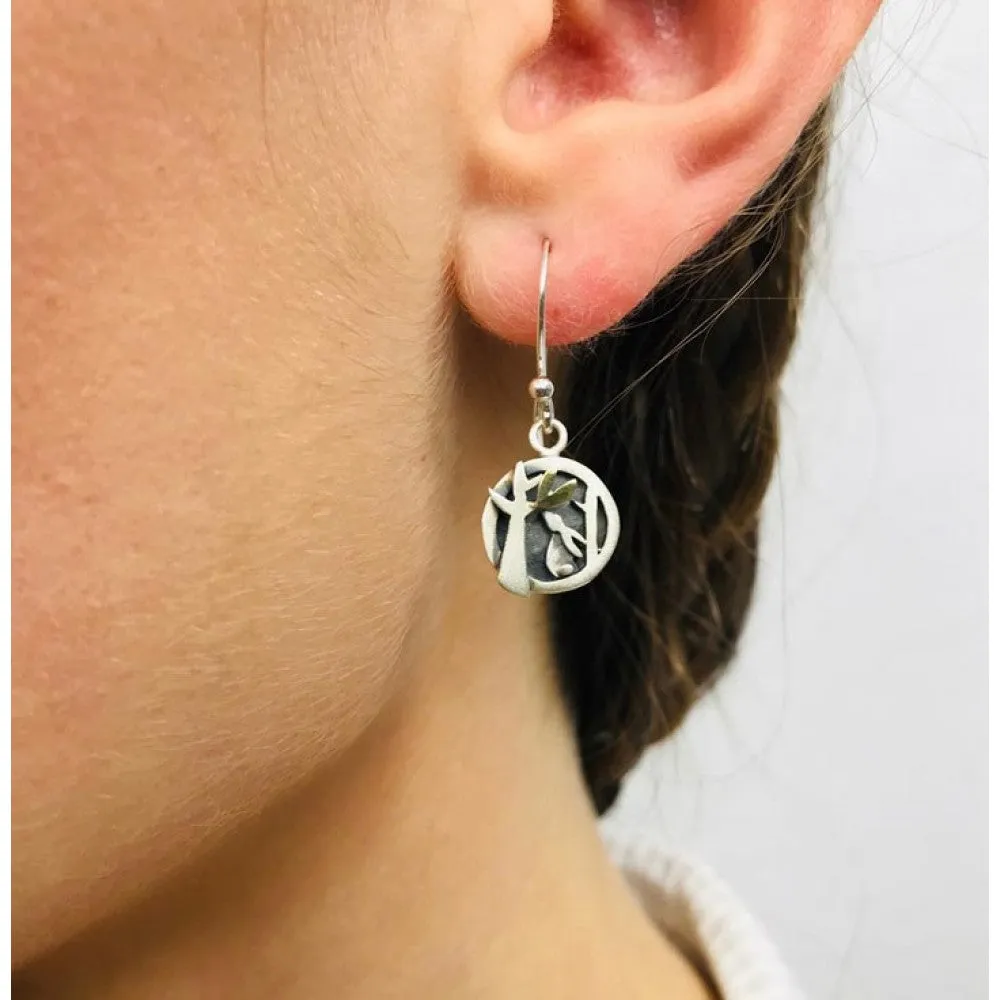 Linda MacDonald Woodland Sterling Silver and 9ct Gold Earrings Woodlands Collection DWS
