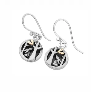 Linda MacDonald Woodland Sterling Silver and 9ct Gold Earrings Woodlands Collection DWS