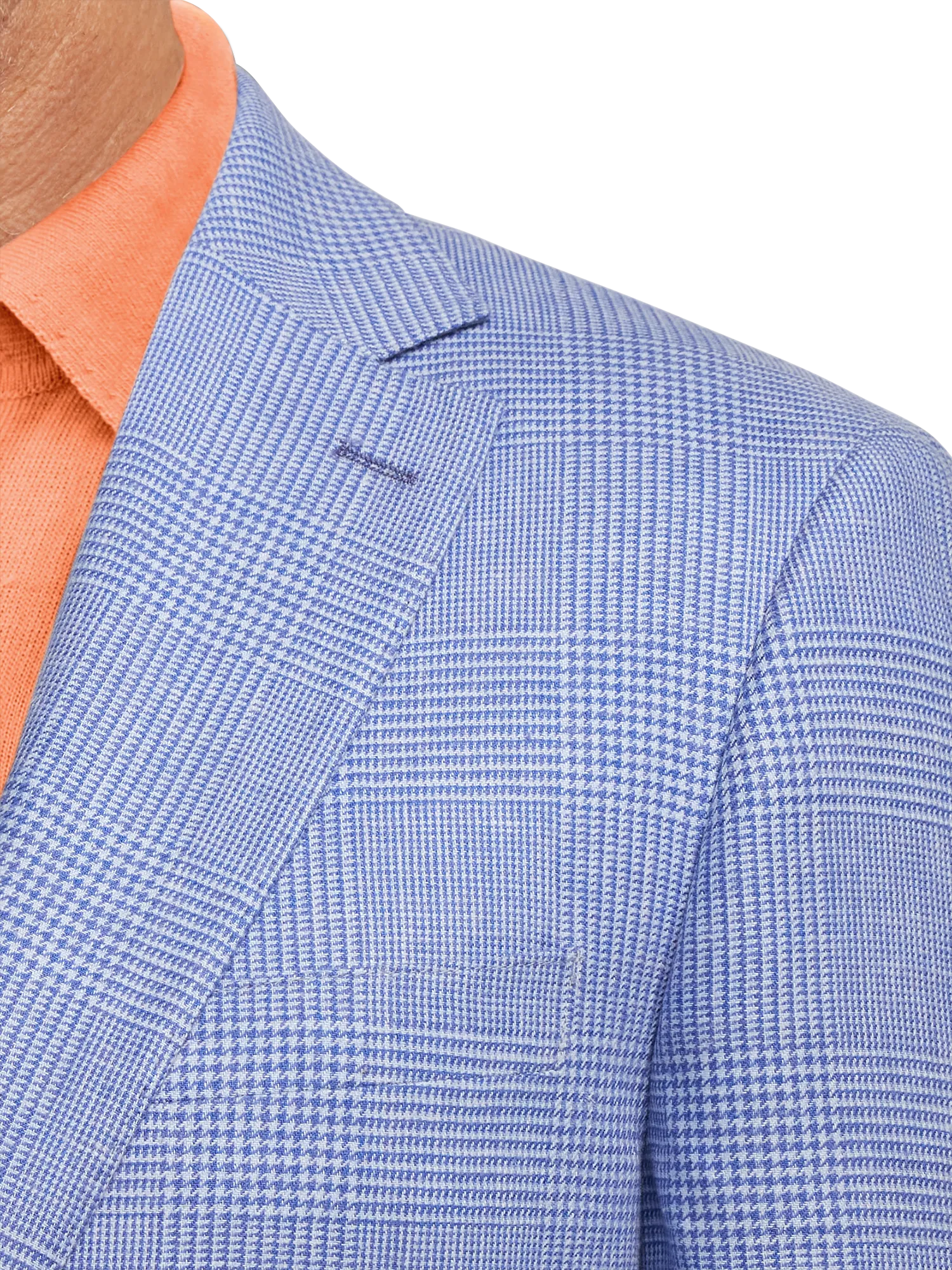 Linen Blend Single Breasted Notch Lapel Sport Coat - Blue