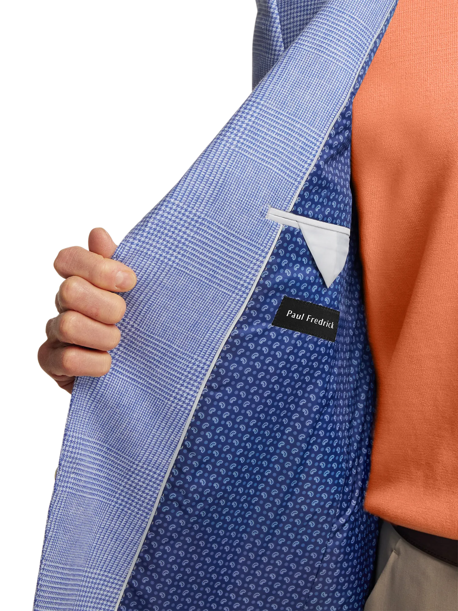 Linen Blend Single Breasted Notch Lapel Sport Coat - Blue
