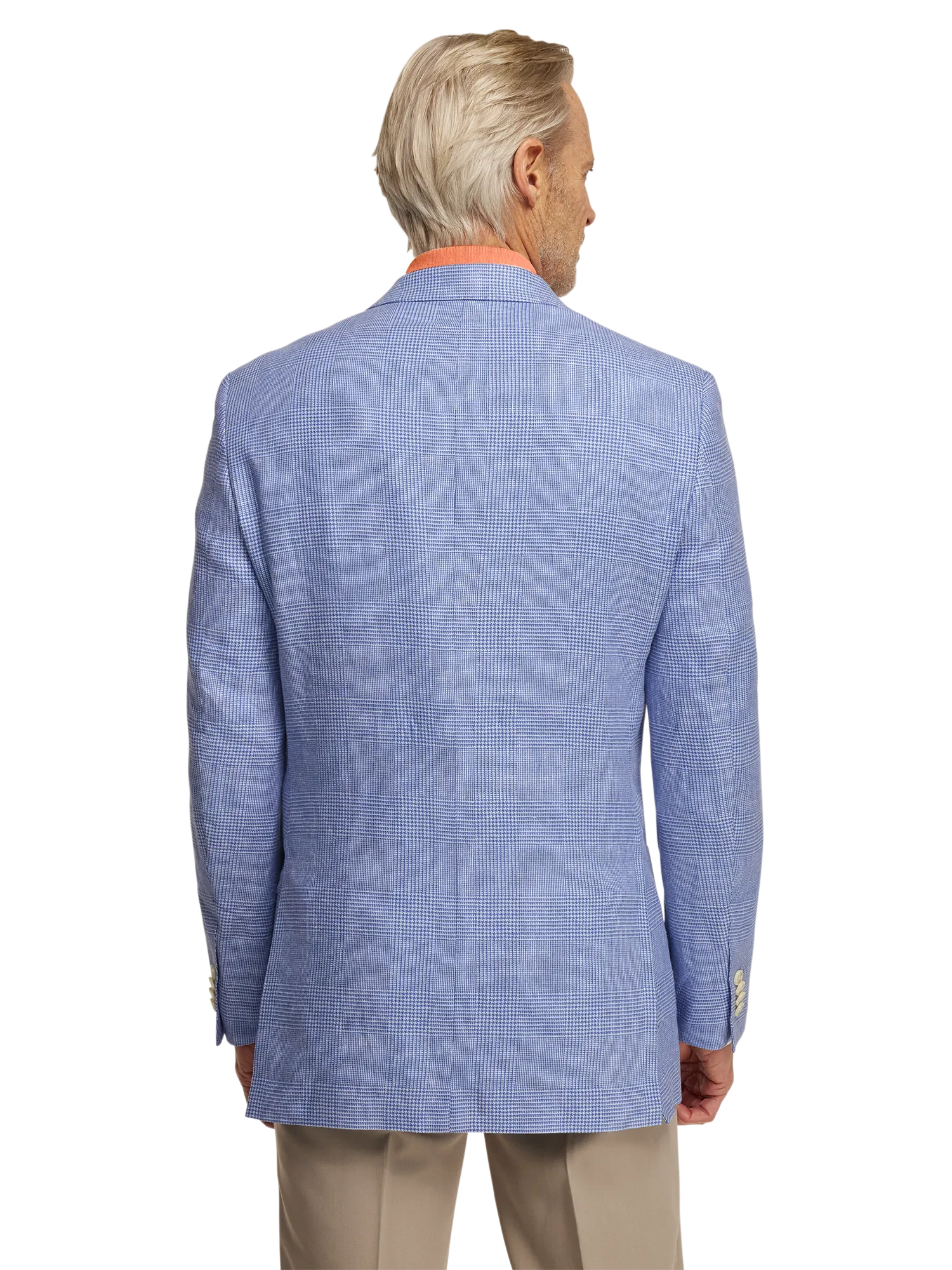 Linen Blend Single Breasted Notch Lapel Sport Coat - Blue