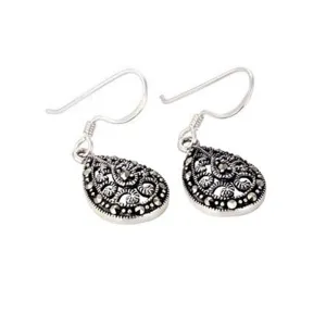 London Vintage Sterling Silver Marcasite Drop Earrings
