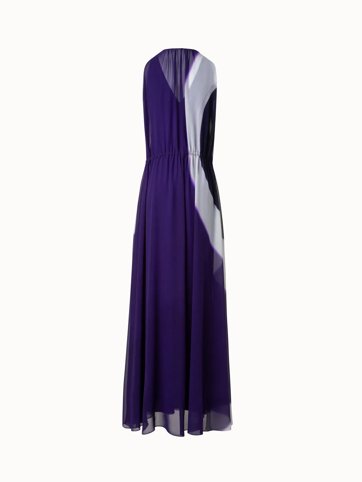 Long A-Line Silk Dress with Purple Loop Print 