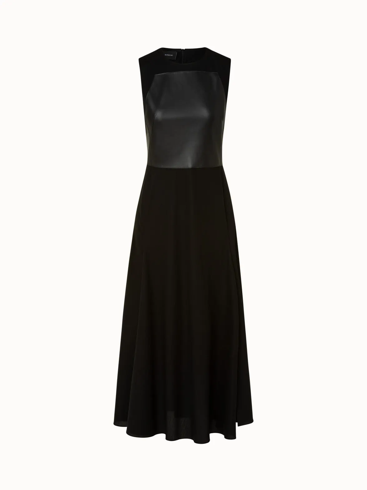 Long Cotton Dress with Leather Apron Bodice 