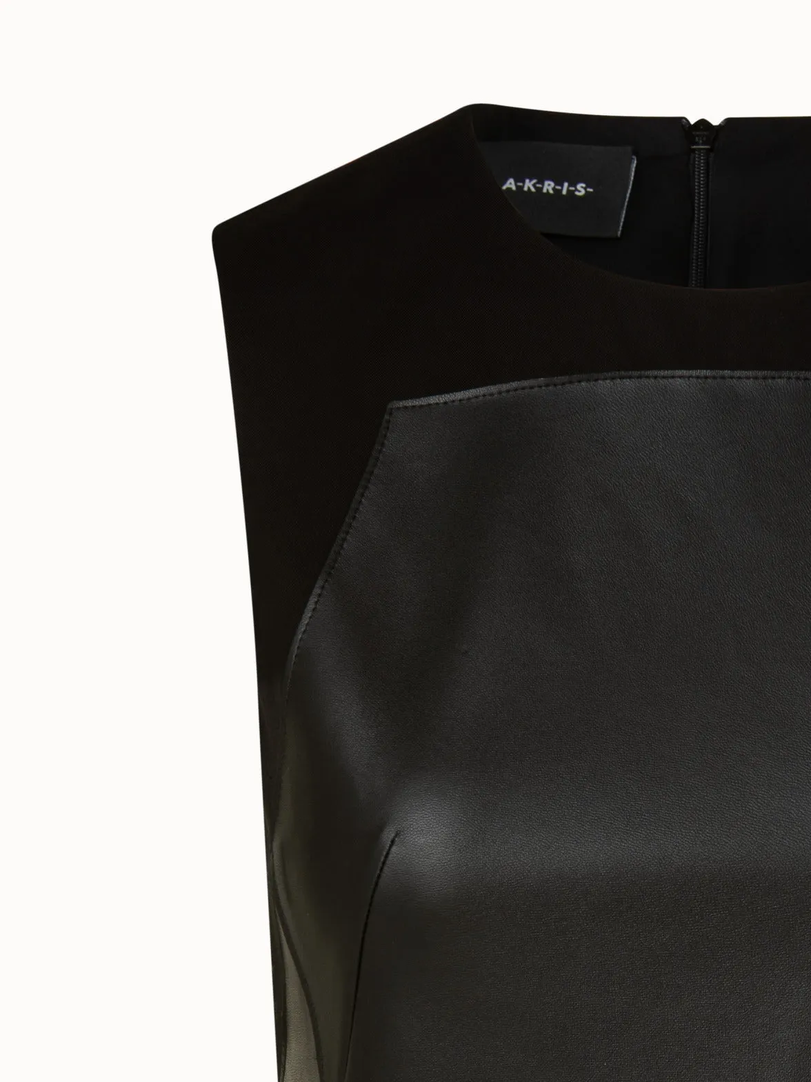 Long Cotton Dress with Leather Apron Bodice 