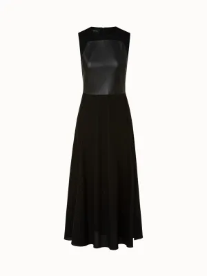 Long Cotton Dress with Leather Apron Bodice 