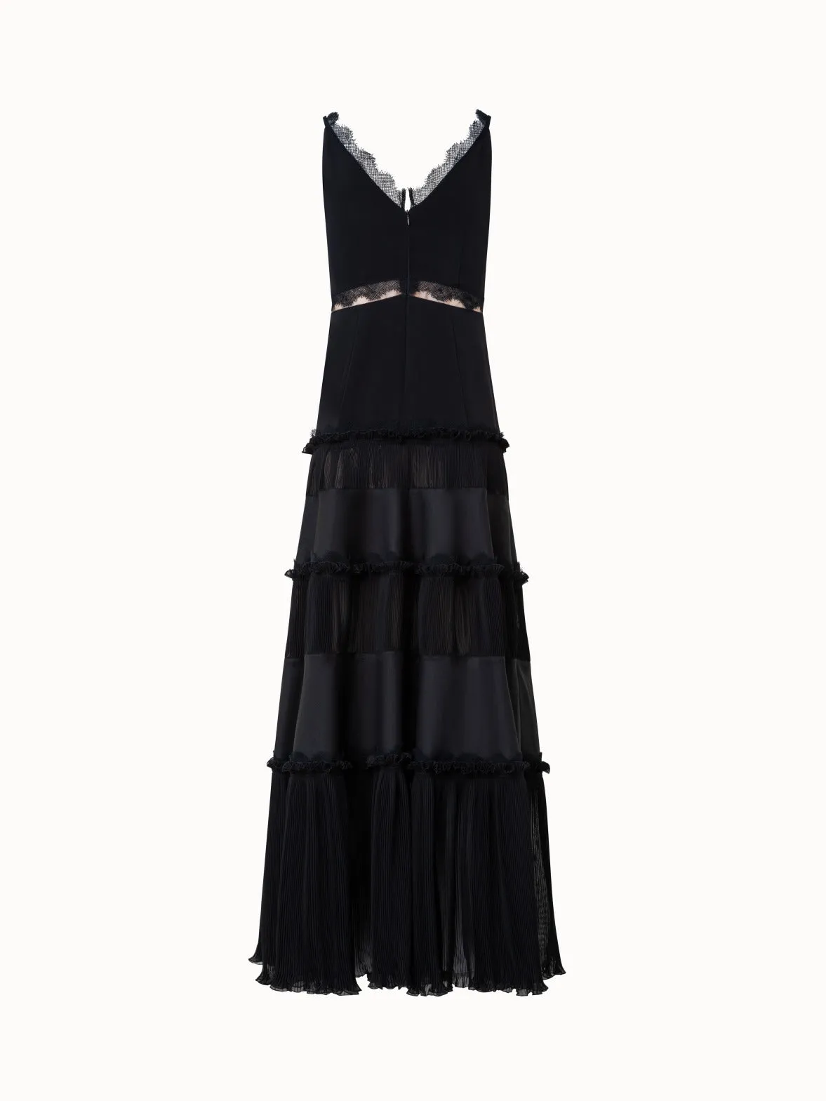 Long Silk Crêpe Dress with Lace Details 