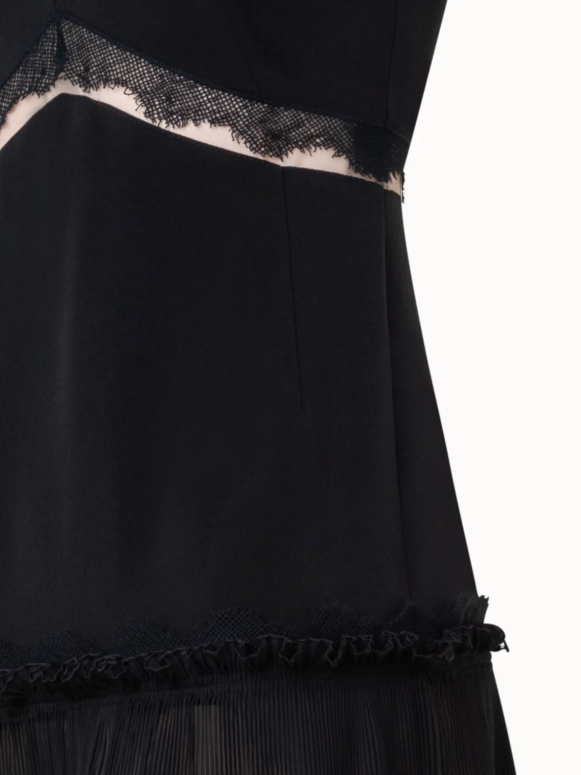 Long Silk Crêpe Dress with Lace Details 