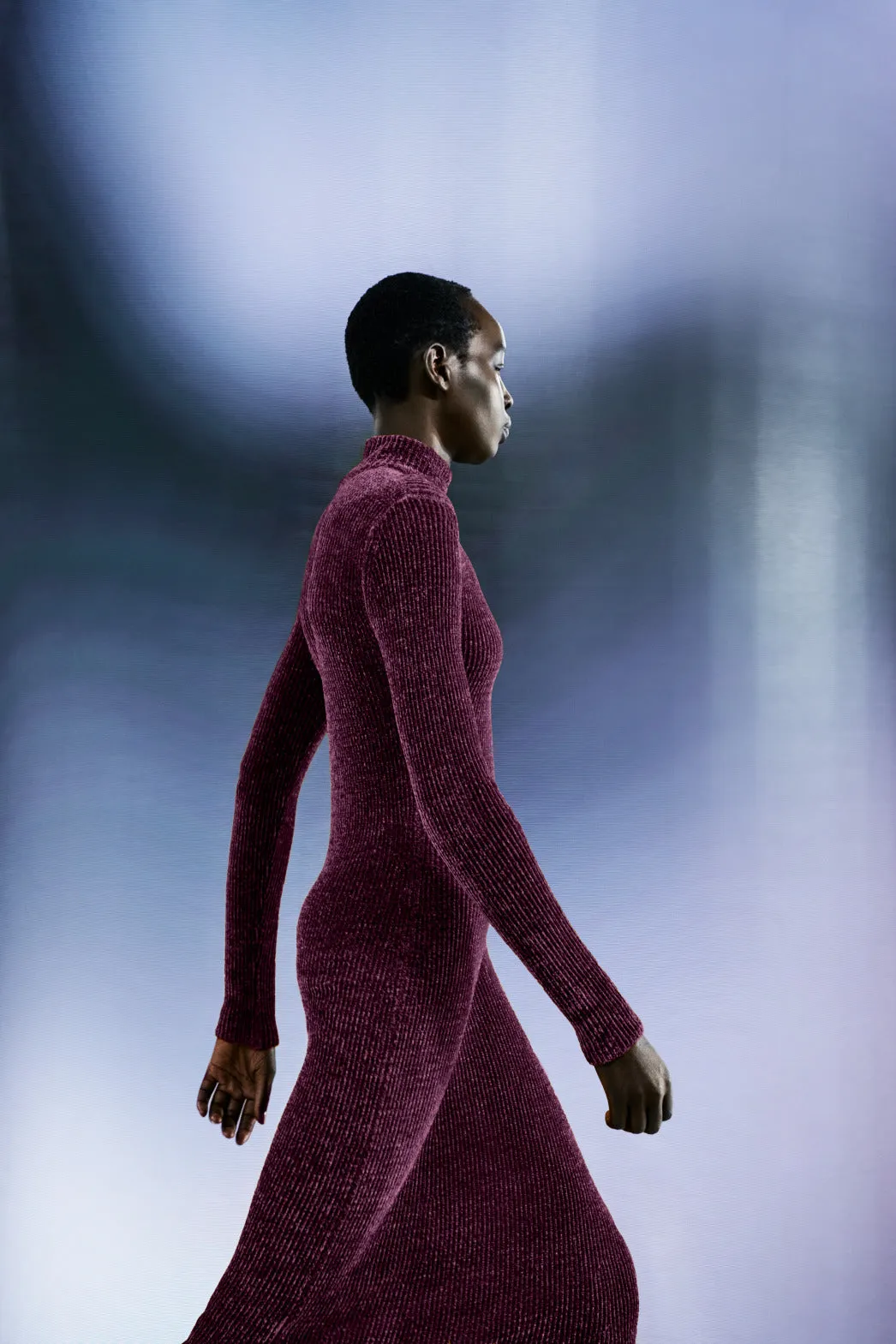 Long Sleeve Chenille Rib Tube Dress 
