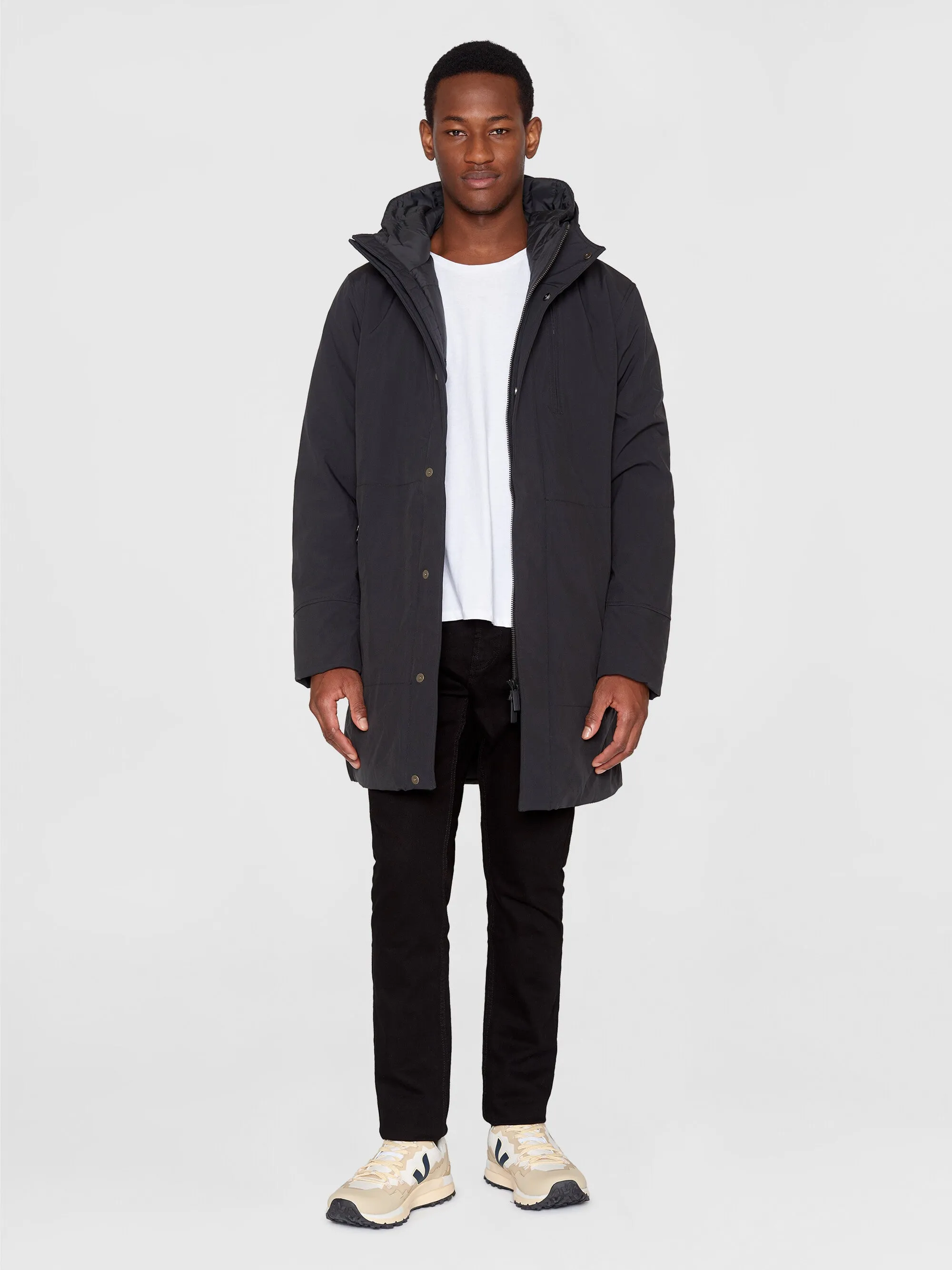 Long soft shell jacket CLIMATE SHELL - Black Jet Knowledge Cotton