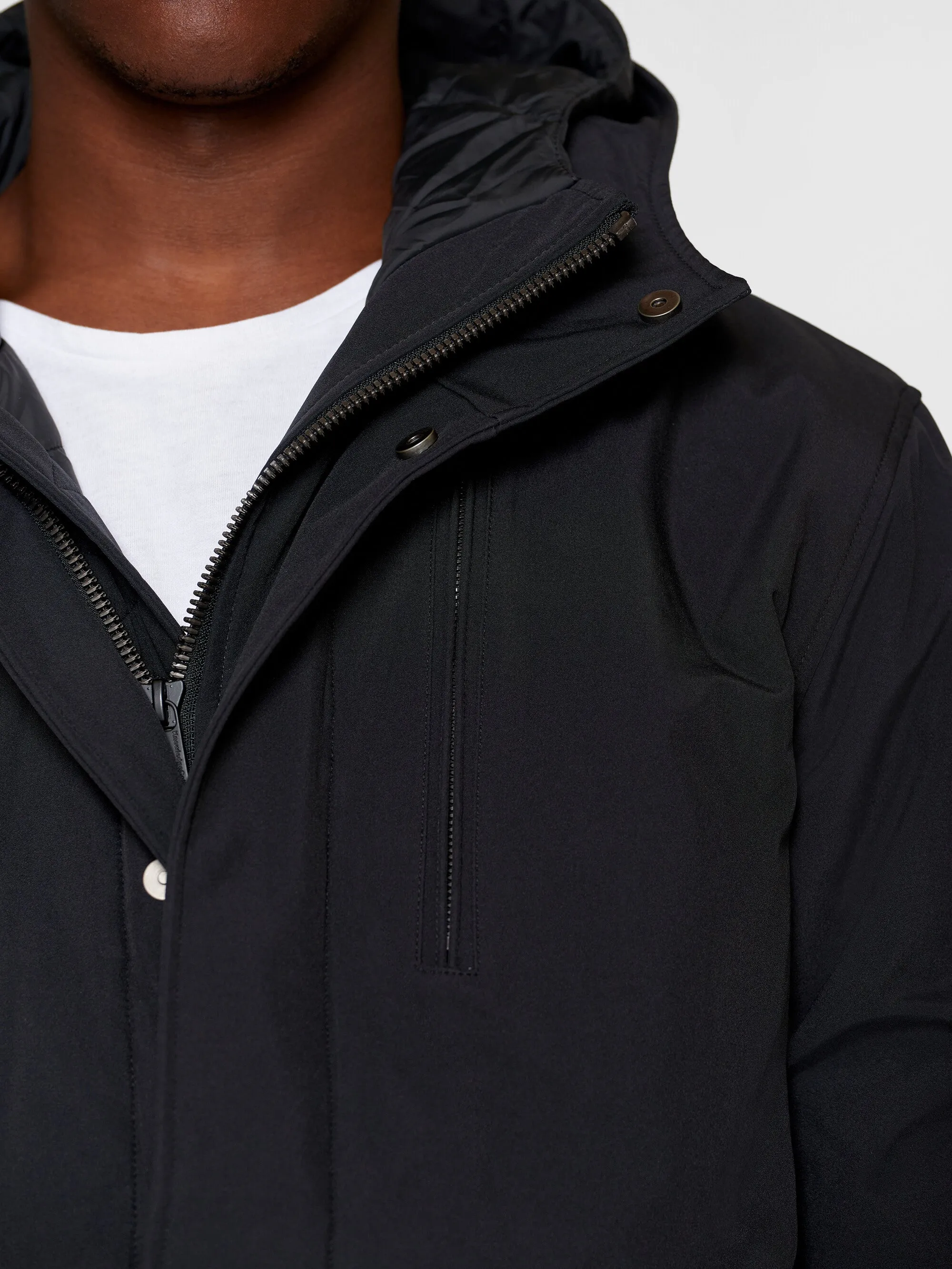 Long soft shell jacket CLIMATE SHELL - Black Jet Knowledge Cotton