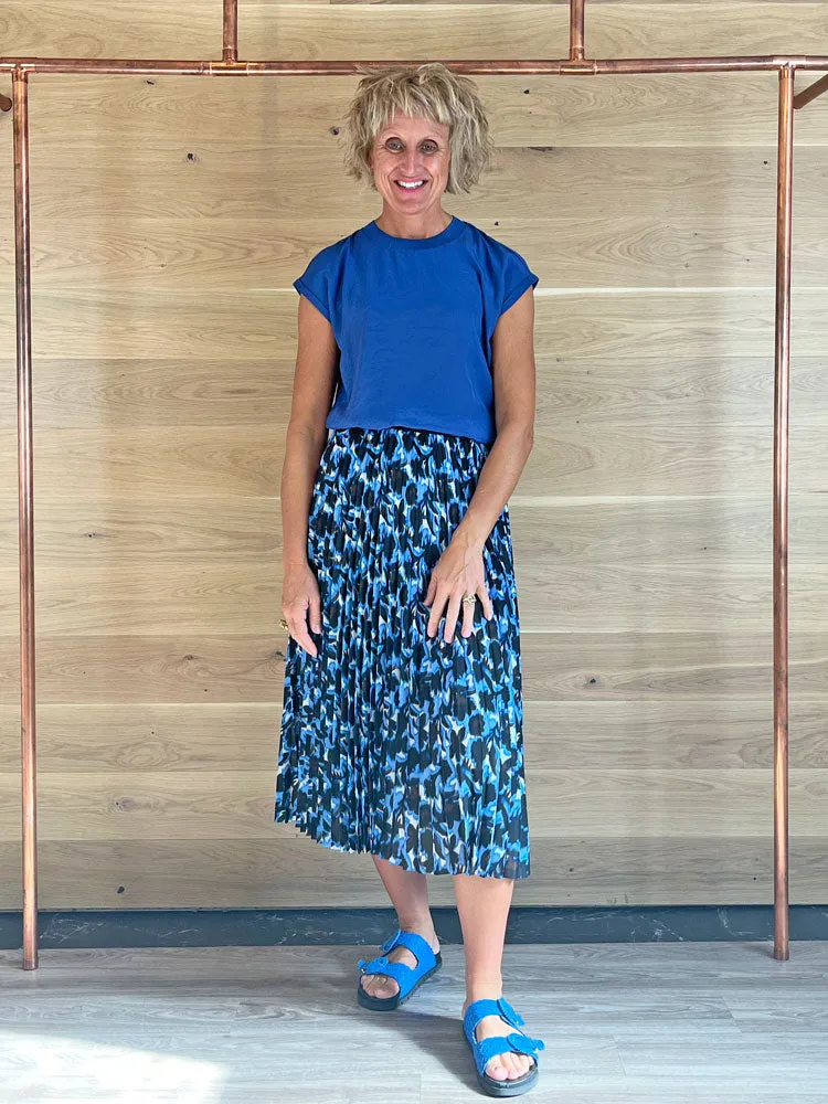 Luisa Cerano Top with Ribbed Detail Deep Blue