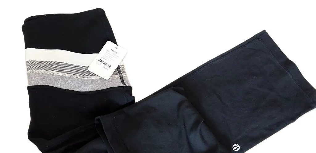Lululemon Black Flared Capris Leggings w/Accent Waistband Size 4 MSP$128