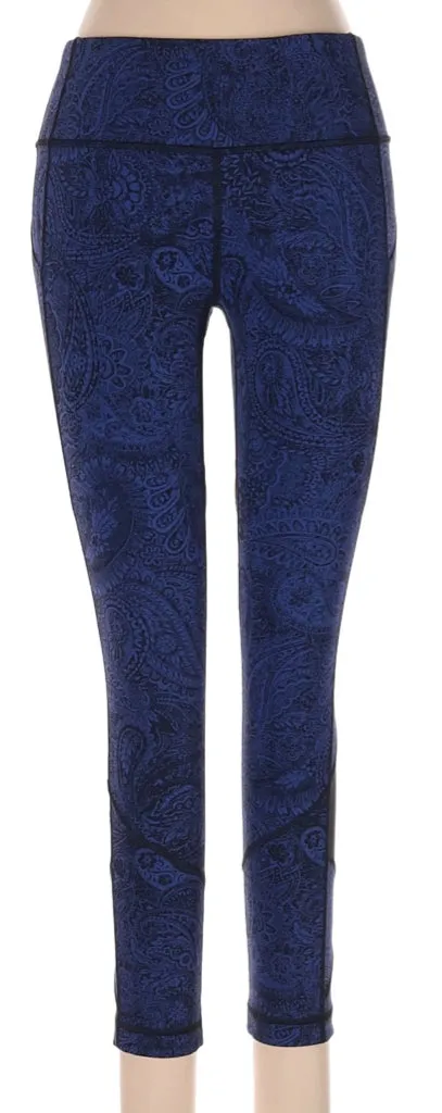 Lululemon Blue & Black Paisley Capris Leggings Size 4 MSP$92