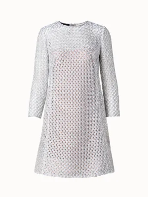 Lurex Cotton Crochet Embroidery Sheath Dress 
