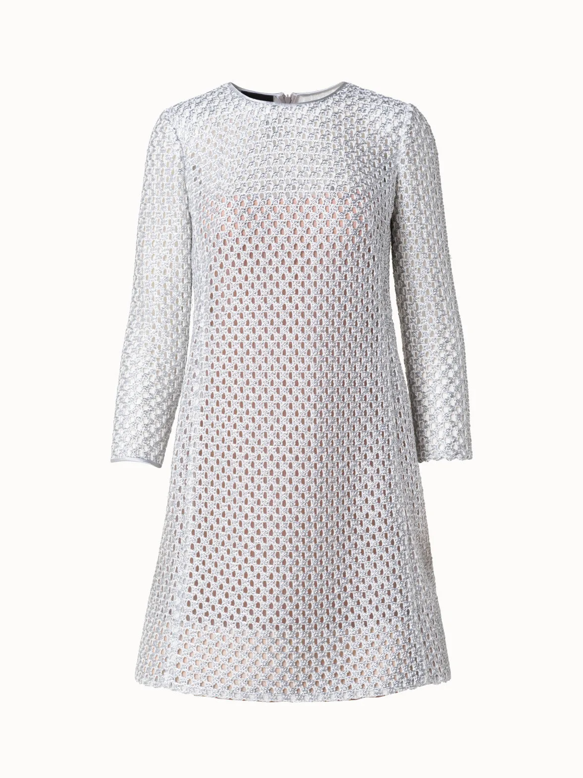 Lurex Cotton Crochet Embroidery Sheath Dress 