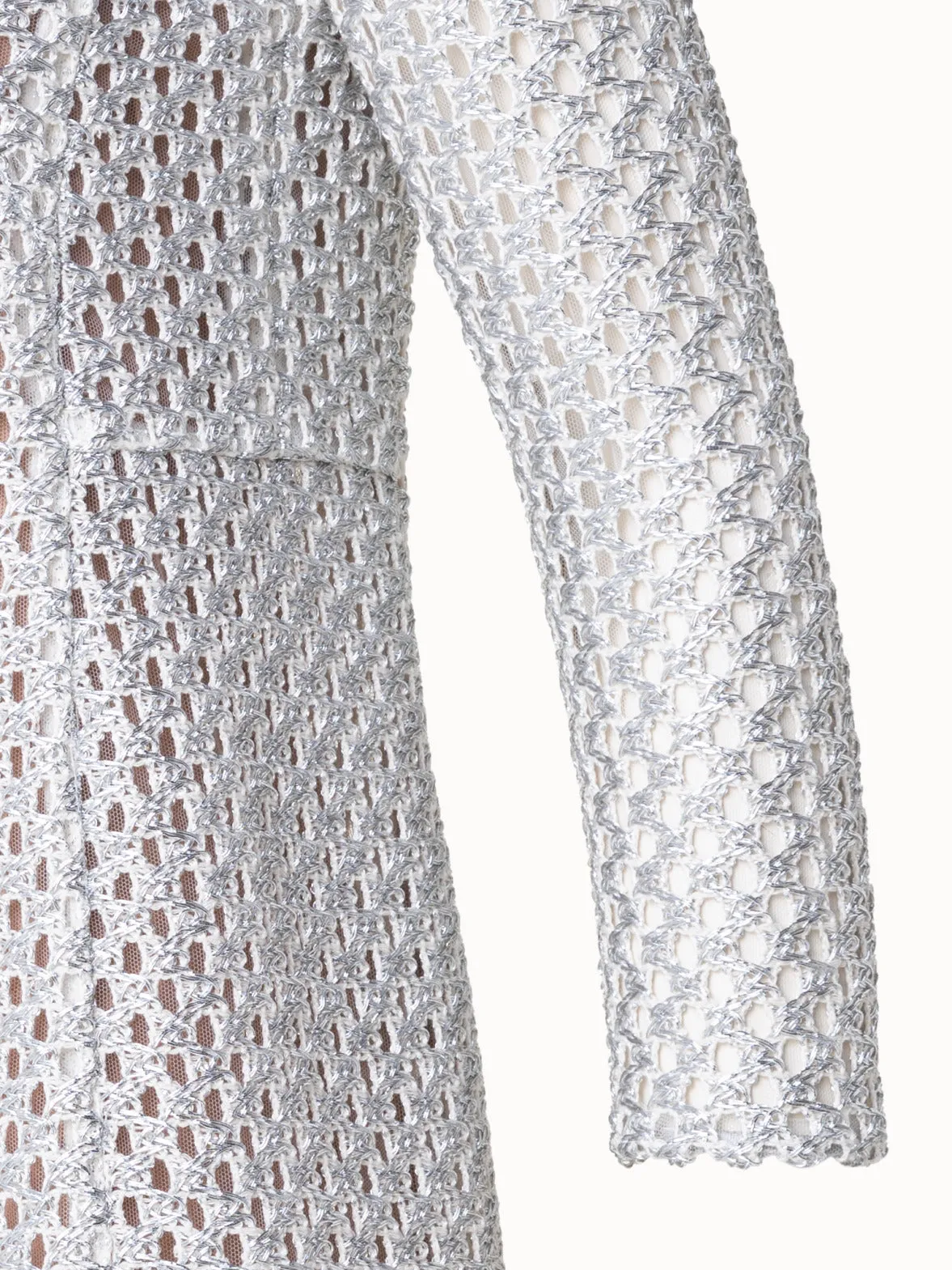 Lurex Cotton Crochet Embroidery Sheath Dress 