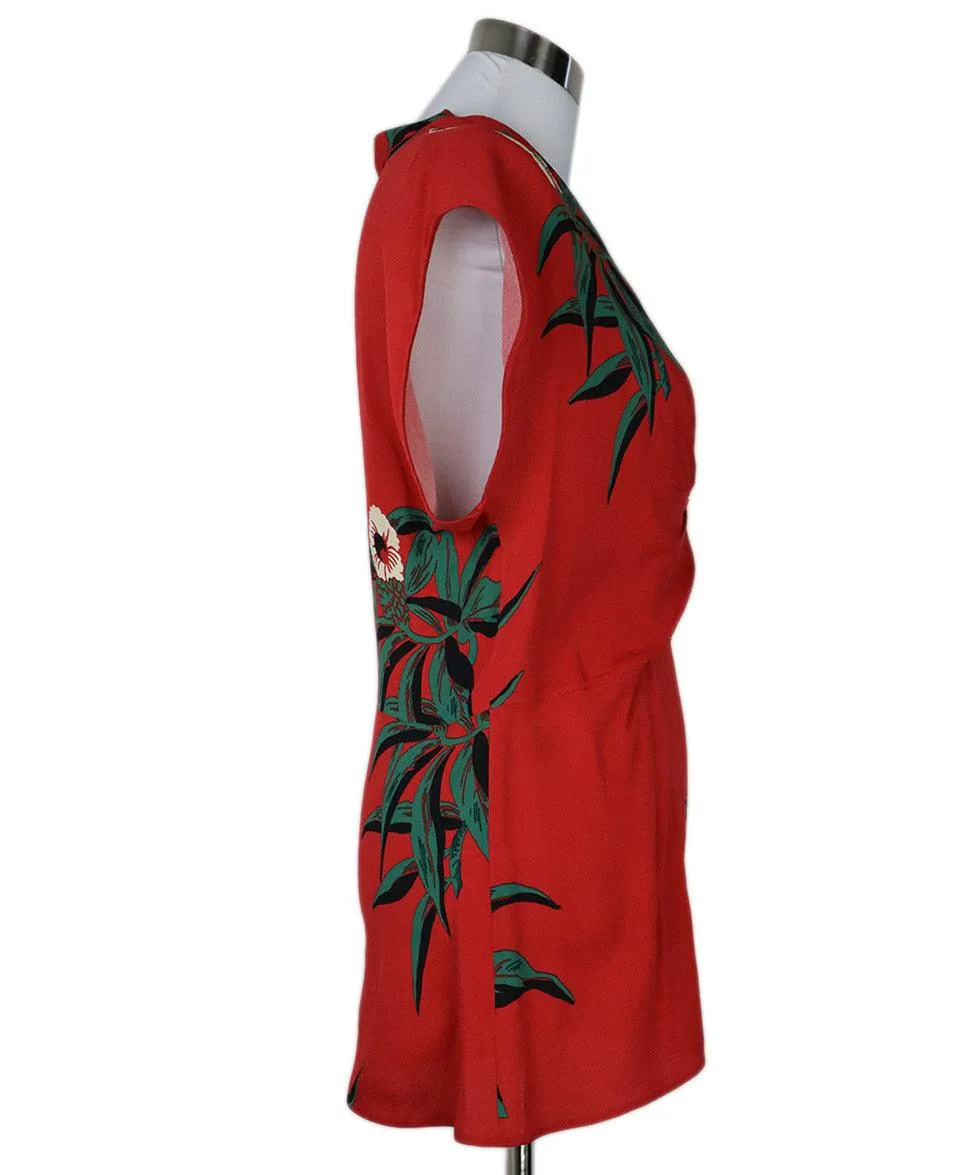 Marni Red Floral Print Blouse sz 14