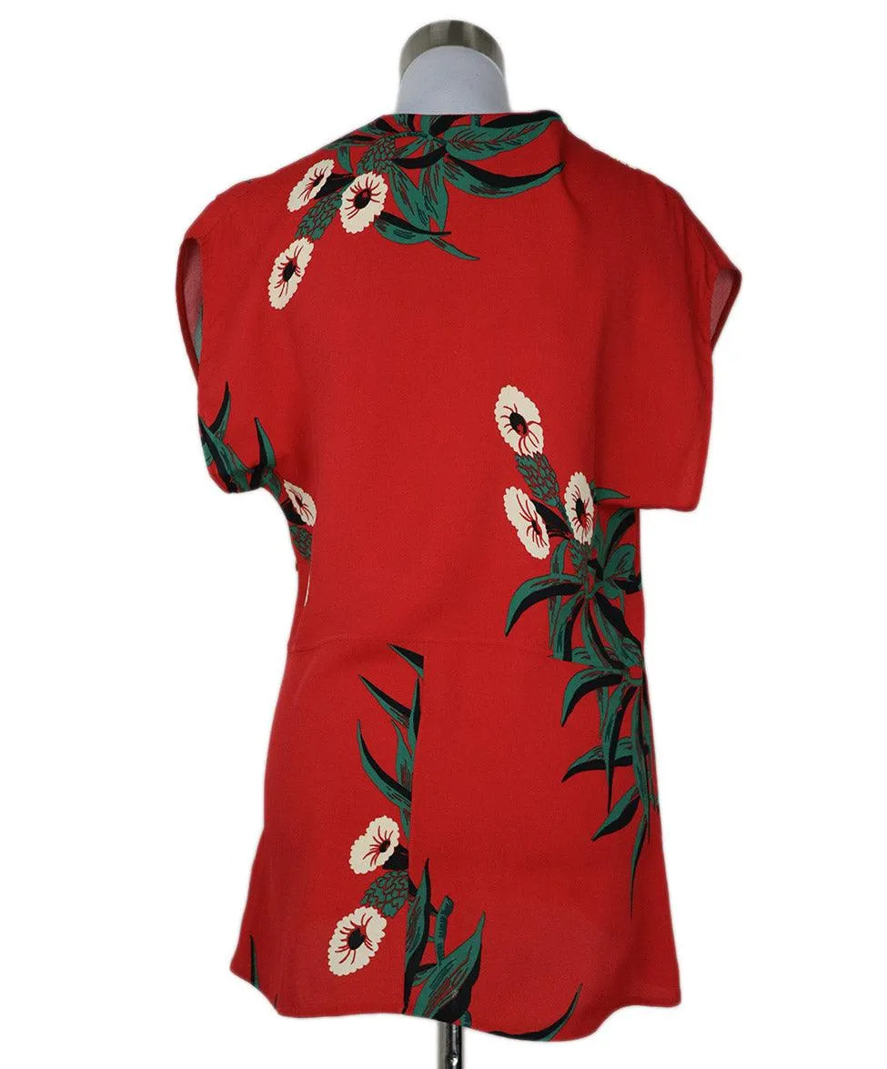 Marni Red Floral Print Blouse sz 14