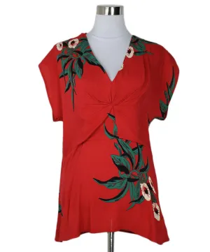 Marni Red Floral Print Blouse sz 14