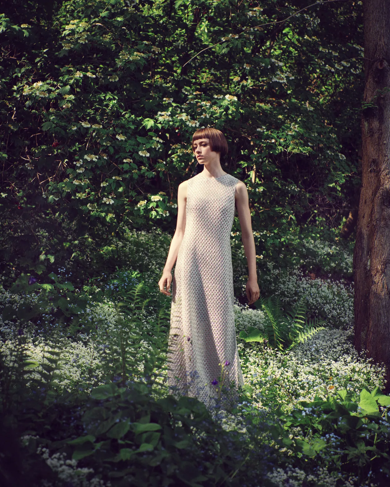 Metallic Lurex Cotton Crochet Embroidery Gown 