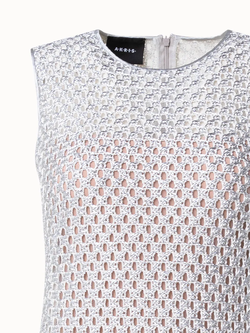 Metallic Lurex Cotton Crochet Embroidery Gown 