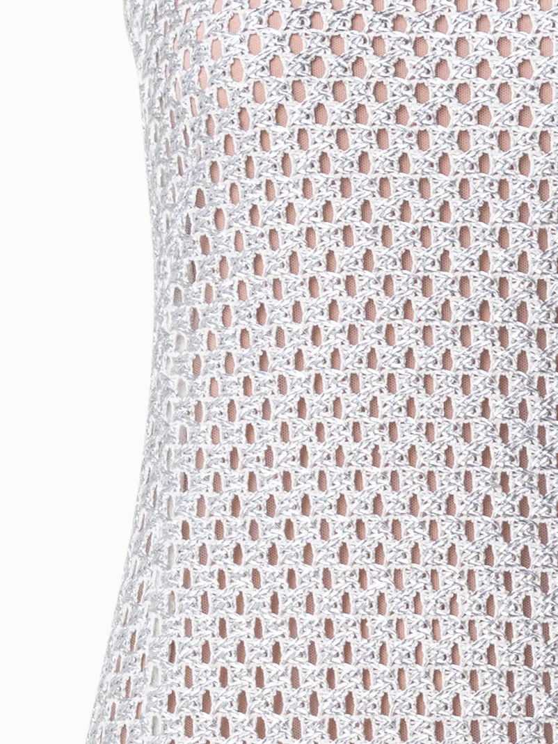 Metallic Lurex Cotton Crochet Embroidery Gown 