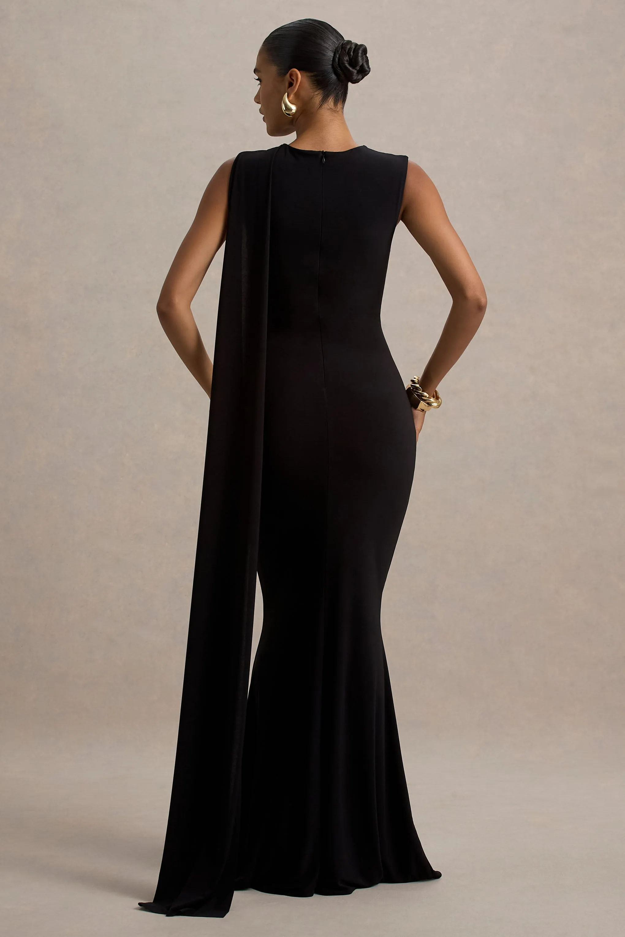 Mia | Black Maxi Dress With Sash Club L London