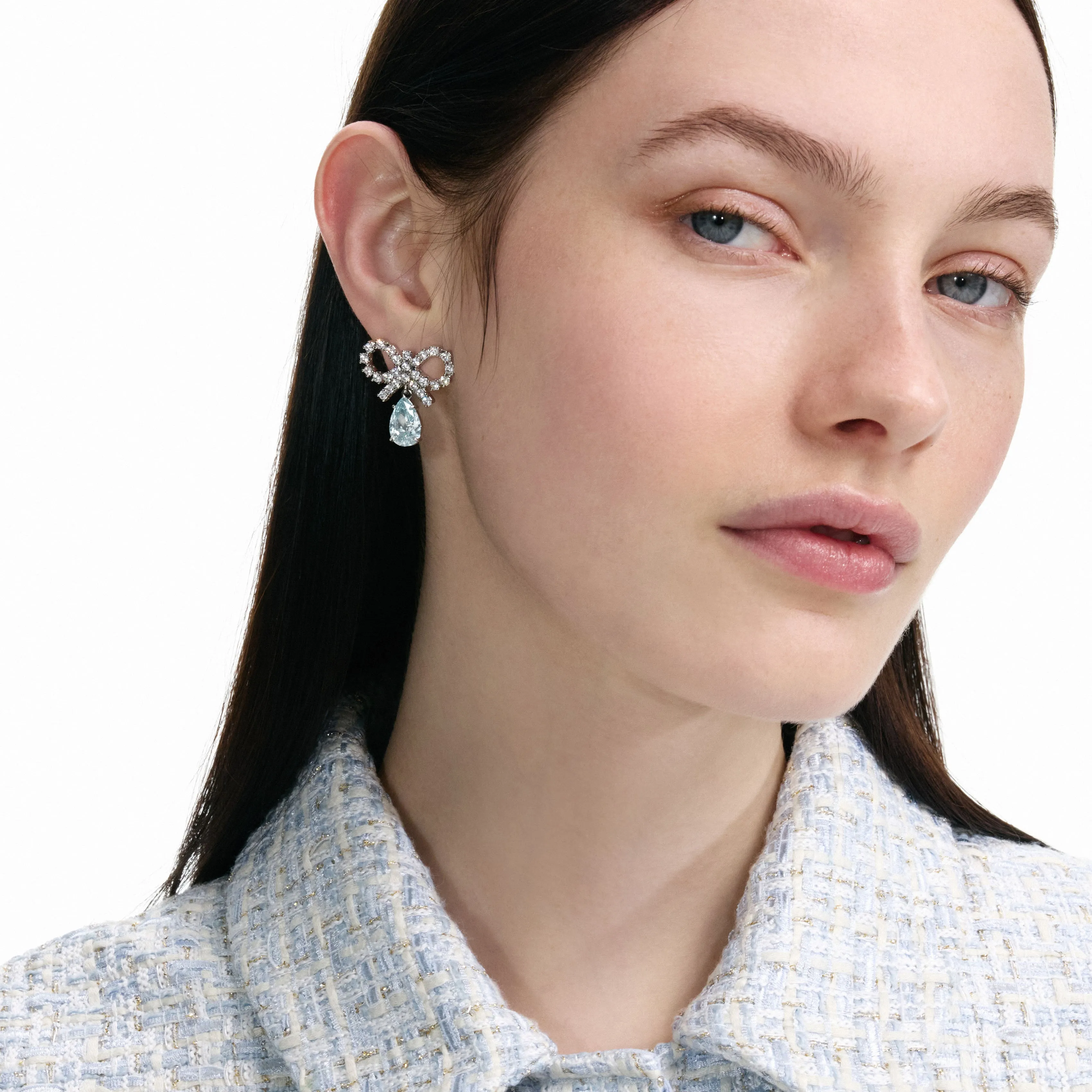 Micro Bow Blue Droplet Earrings Self Portrait