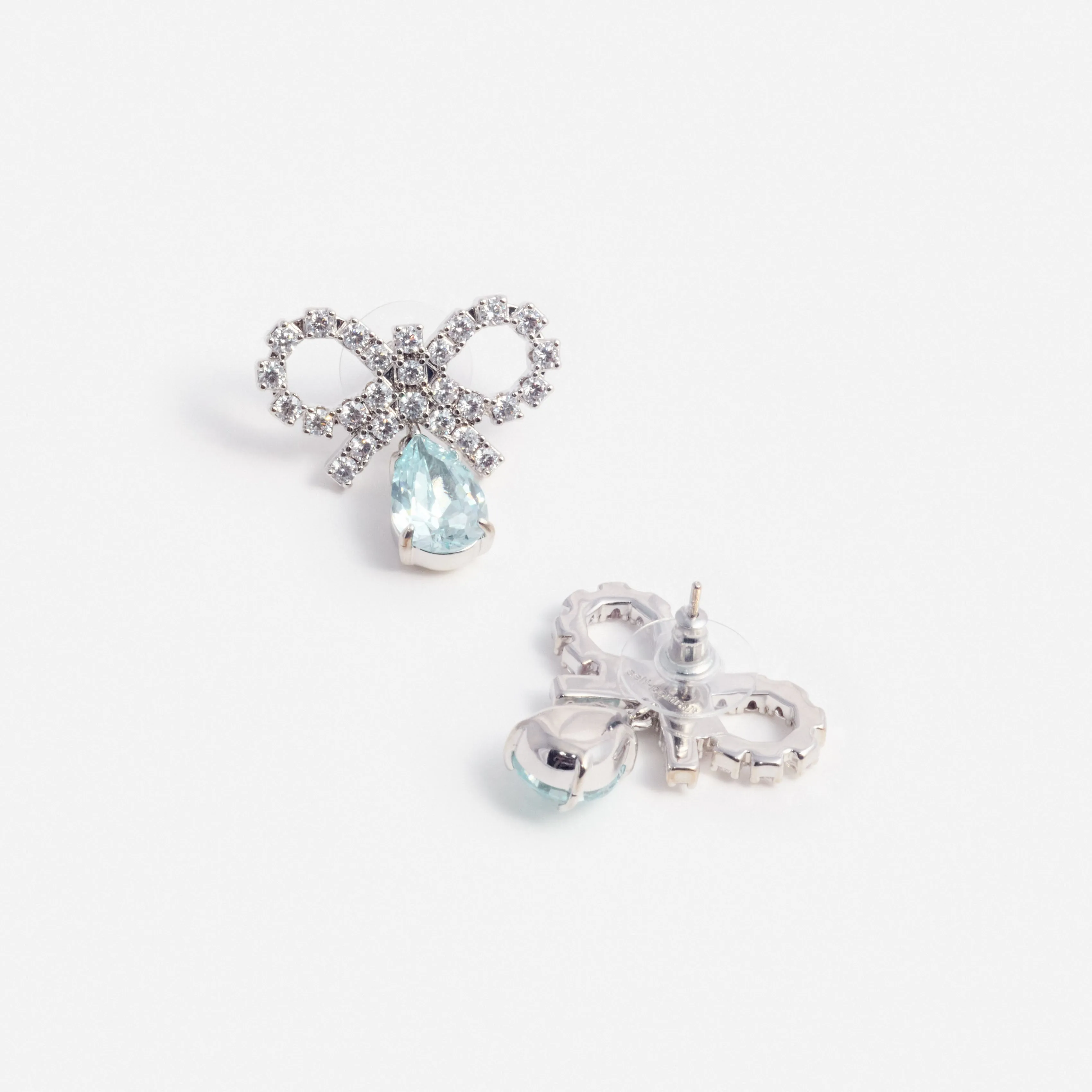 Micro Bow Blue Droplet Earrings Self Portrait