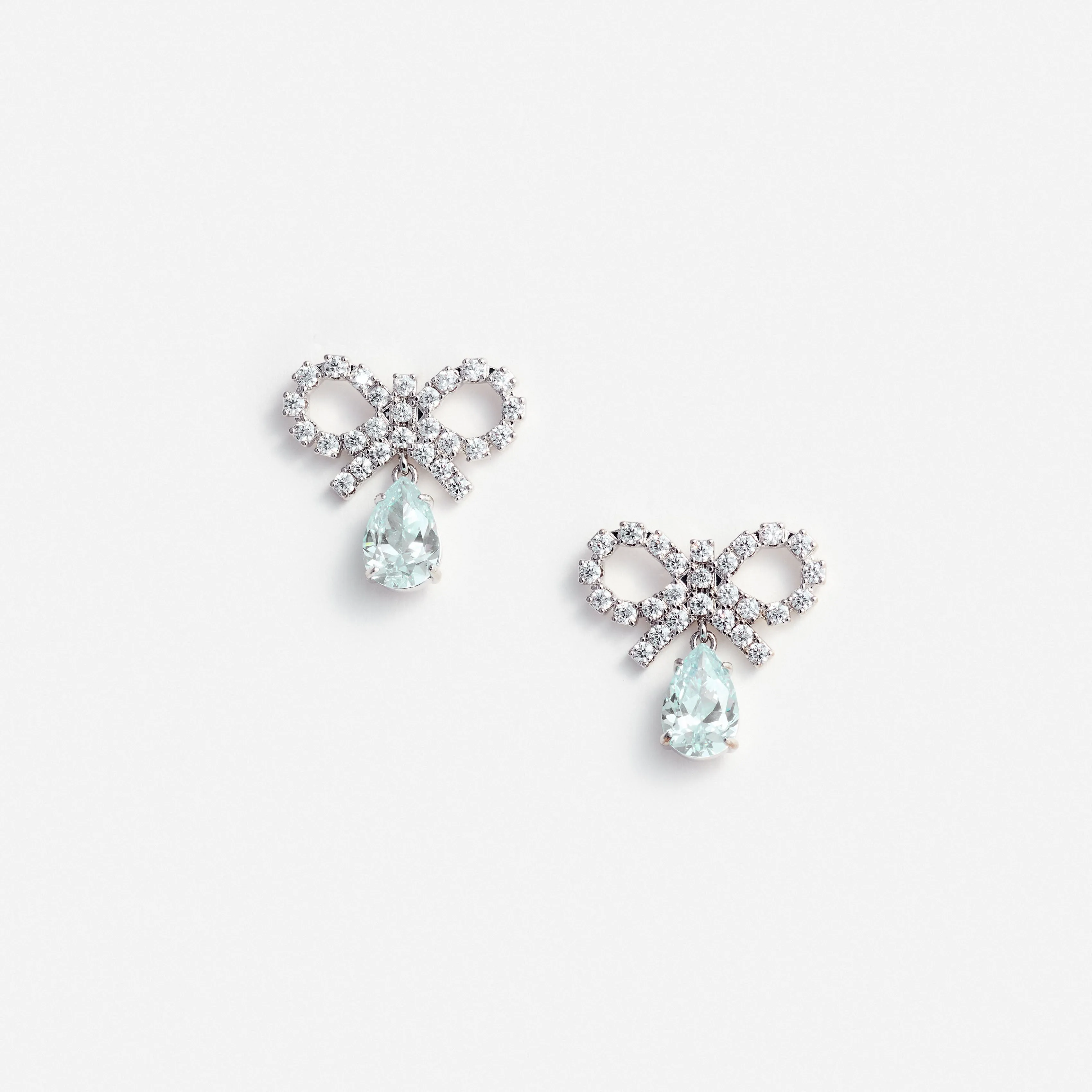 Micro Bow Blue Droplet Earrings Self Portrait