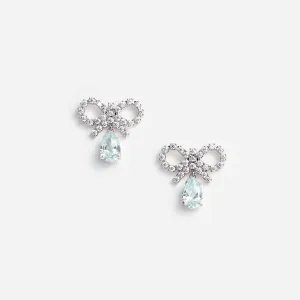 Micro Bow Blue Droplet Earrings Self Portrait