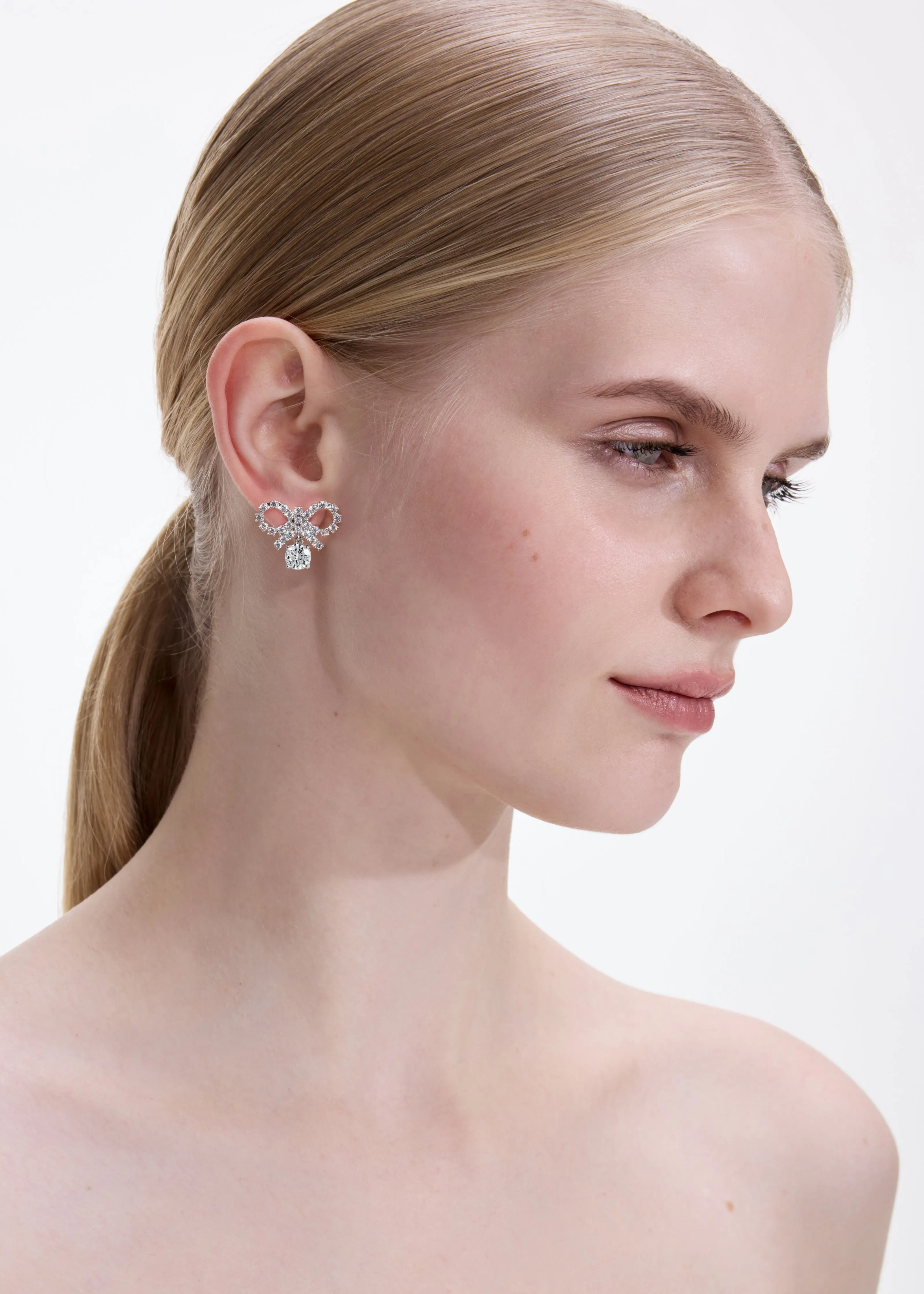 Micro Bow Crystal Earrings Self Portrait