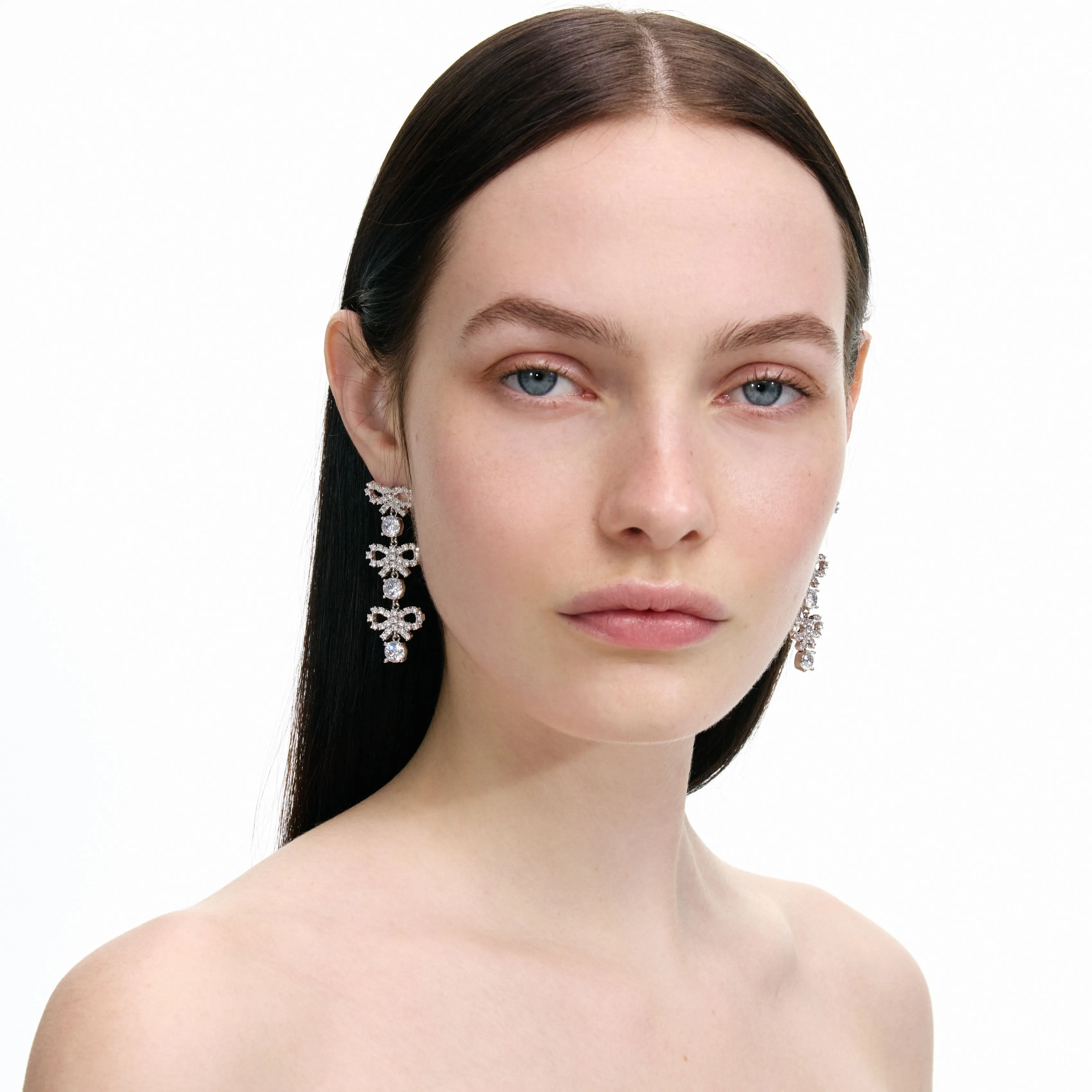 Micro Bow Crystal Tiered Earrings Self Portrait
