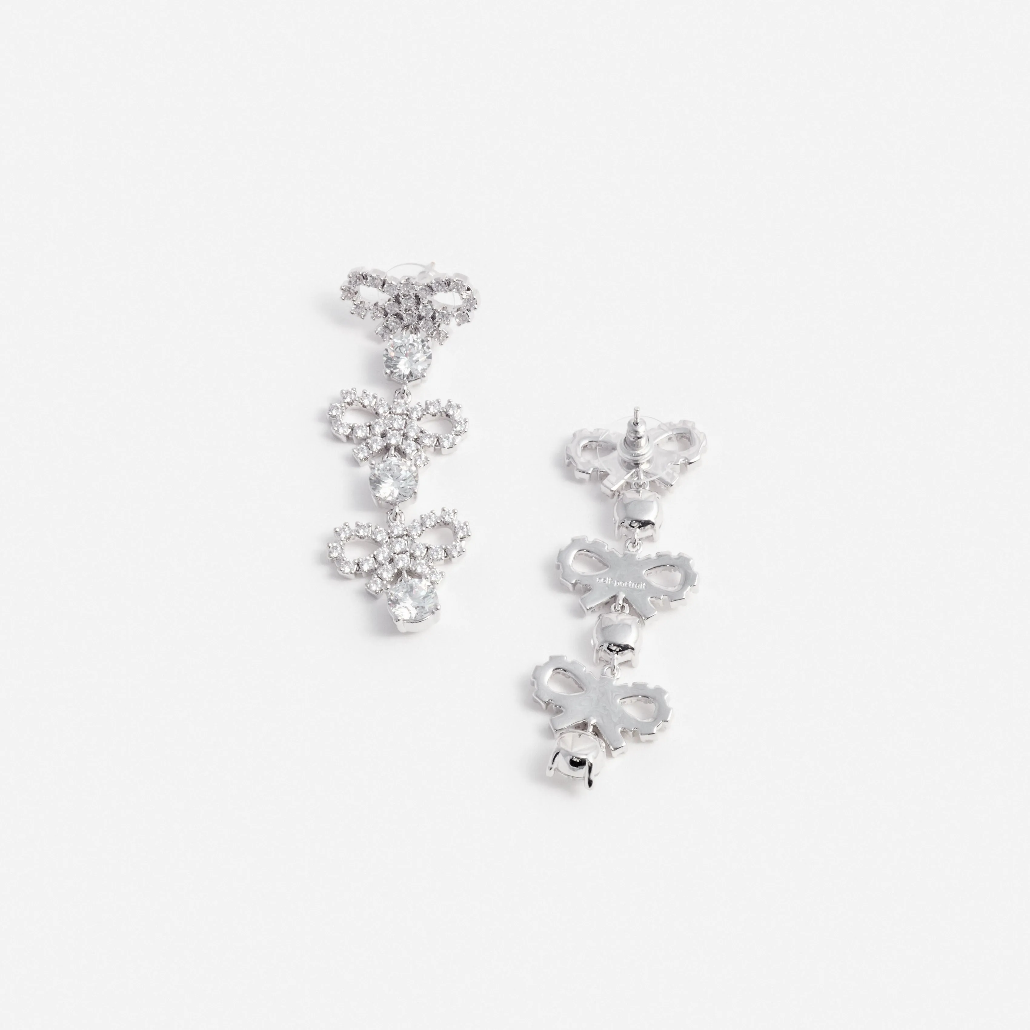 Micro Bow Crystal Tiered Earrings Self Portrait