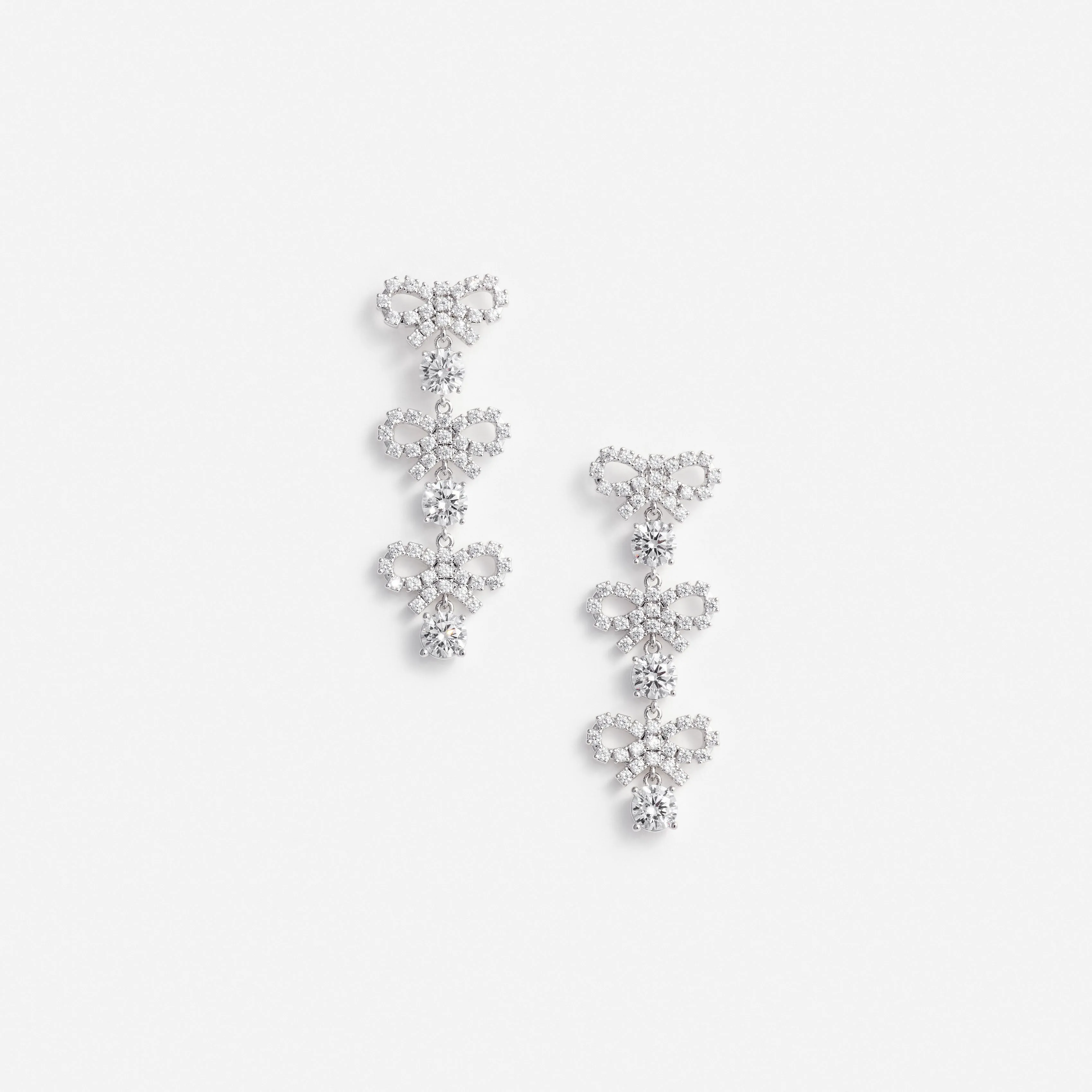 Micro Bow Crystal Tiered Earrings Self Portrait