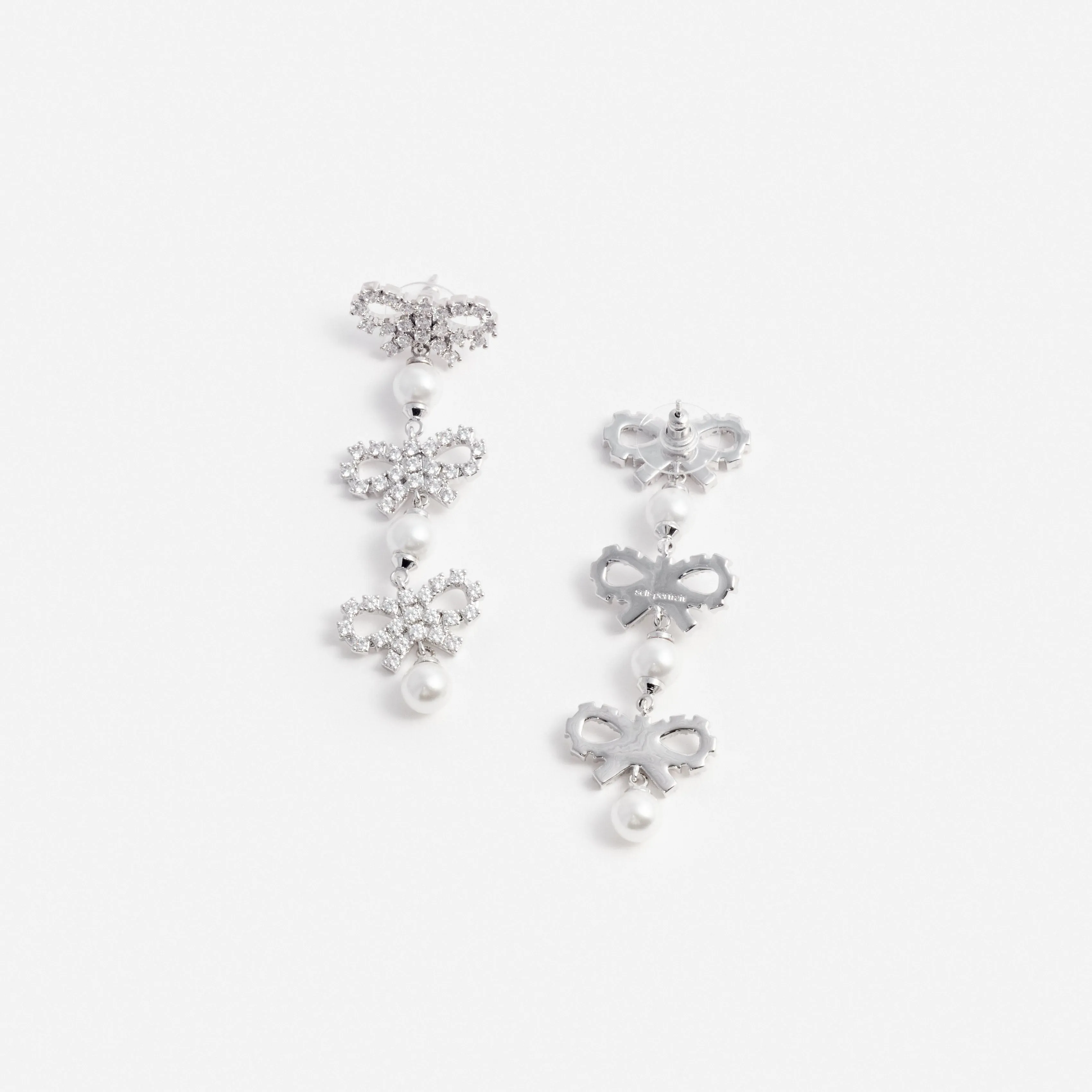 Micro Bow Pearl Tiered Earrings Self Portrait