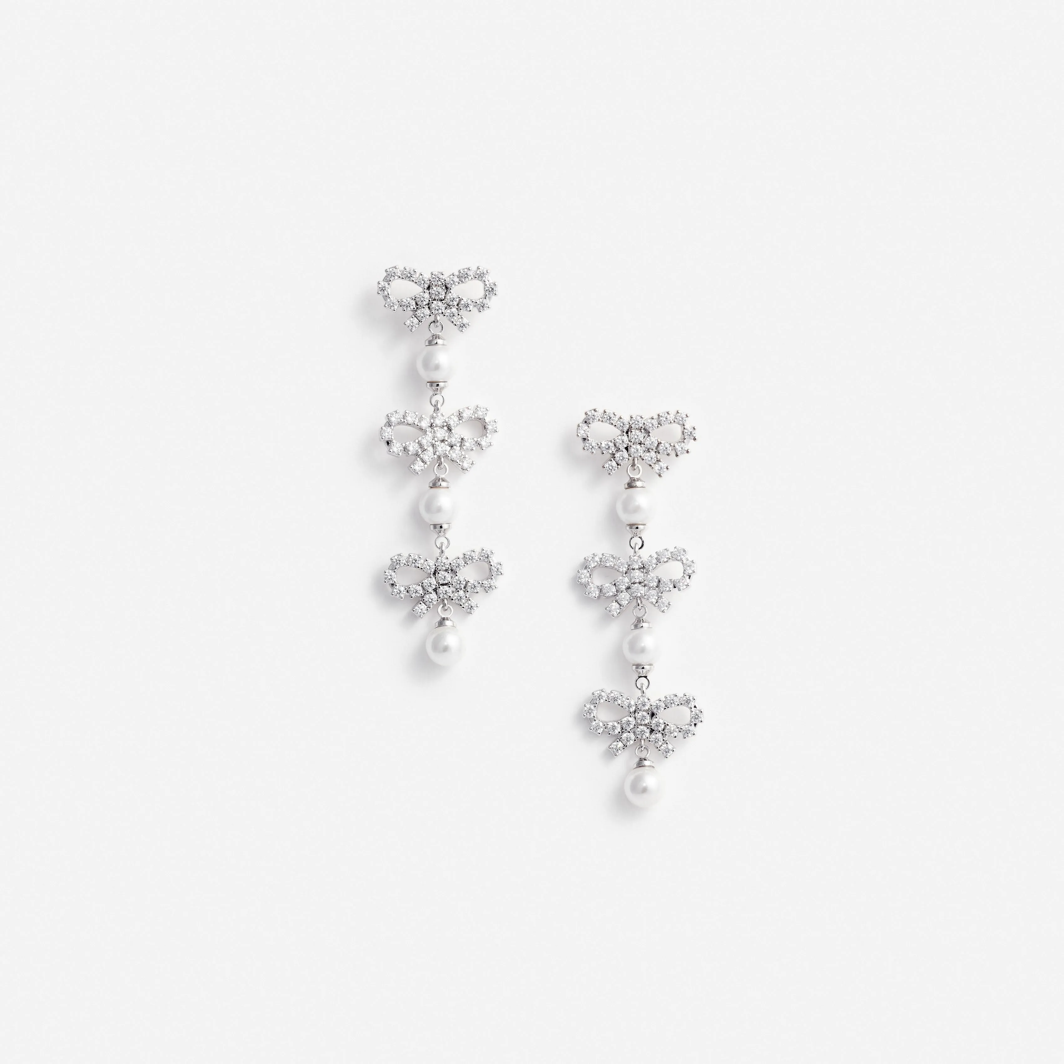 Micro Bow Pearl Tiered Earrings Self Portrait