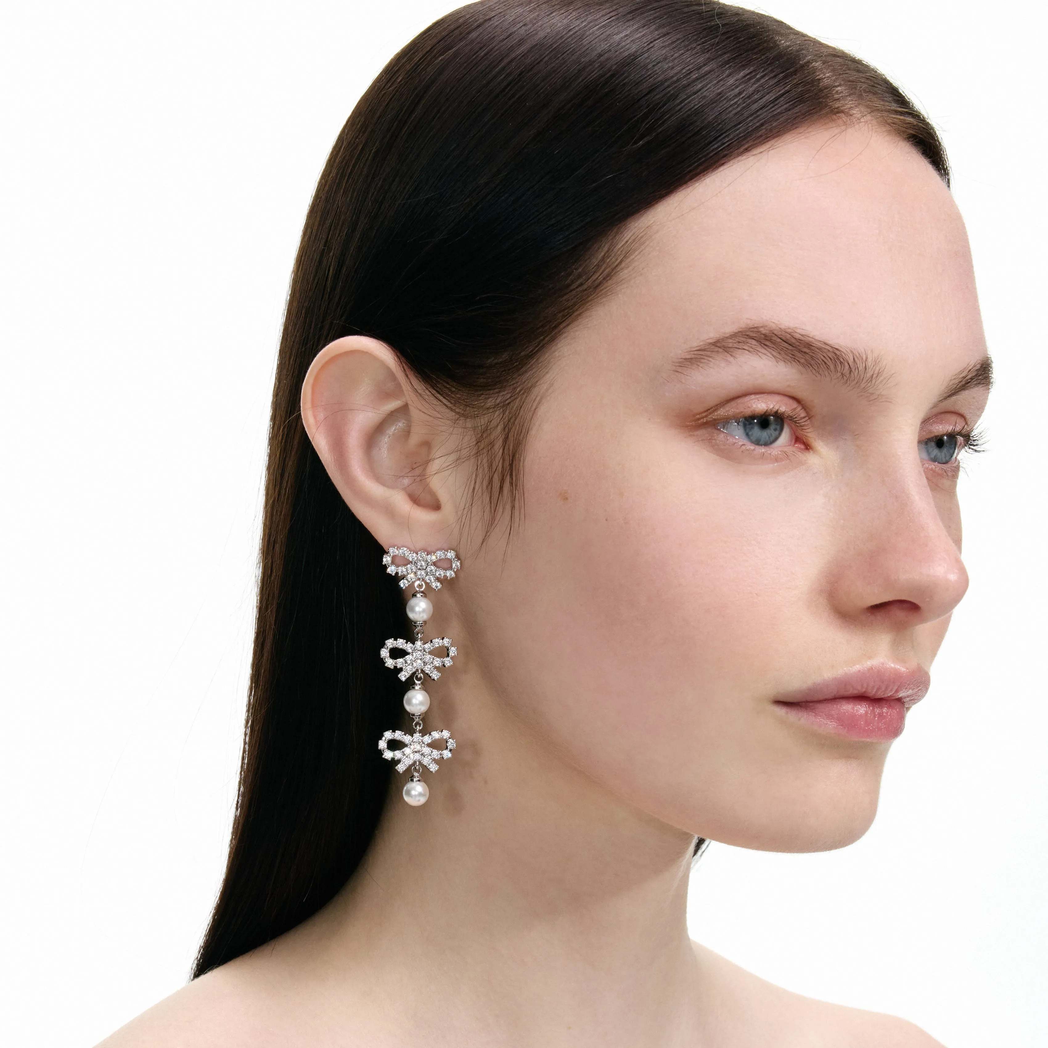 Micro Bow Pearl Tiered Earrings Self Portrait