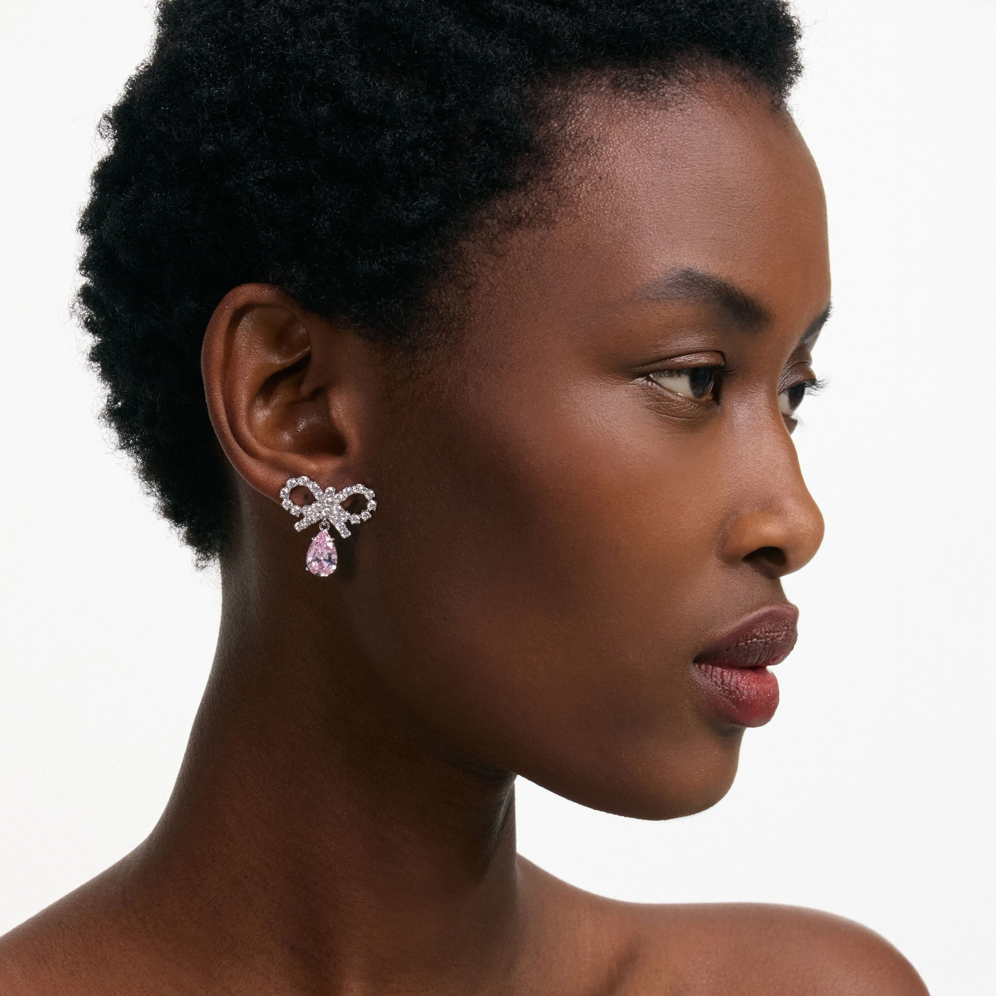 Micro Bow Pink Droplet Earrings Self Portrait