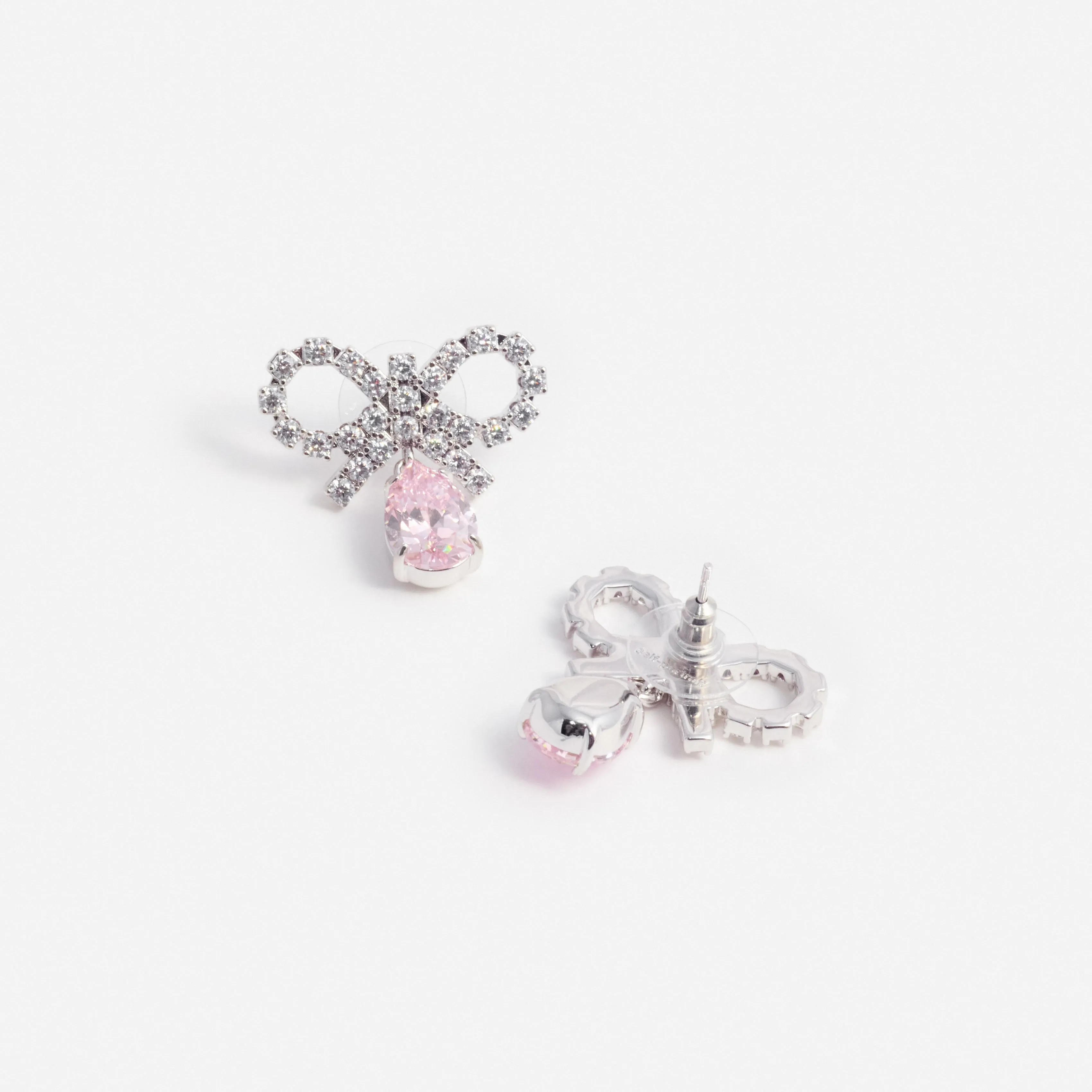 Micro Bow Pink Droplet Earrings Self Portrait